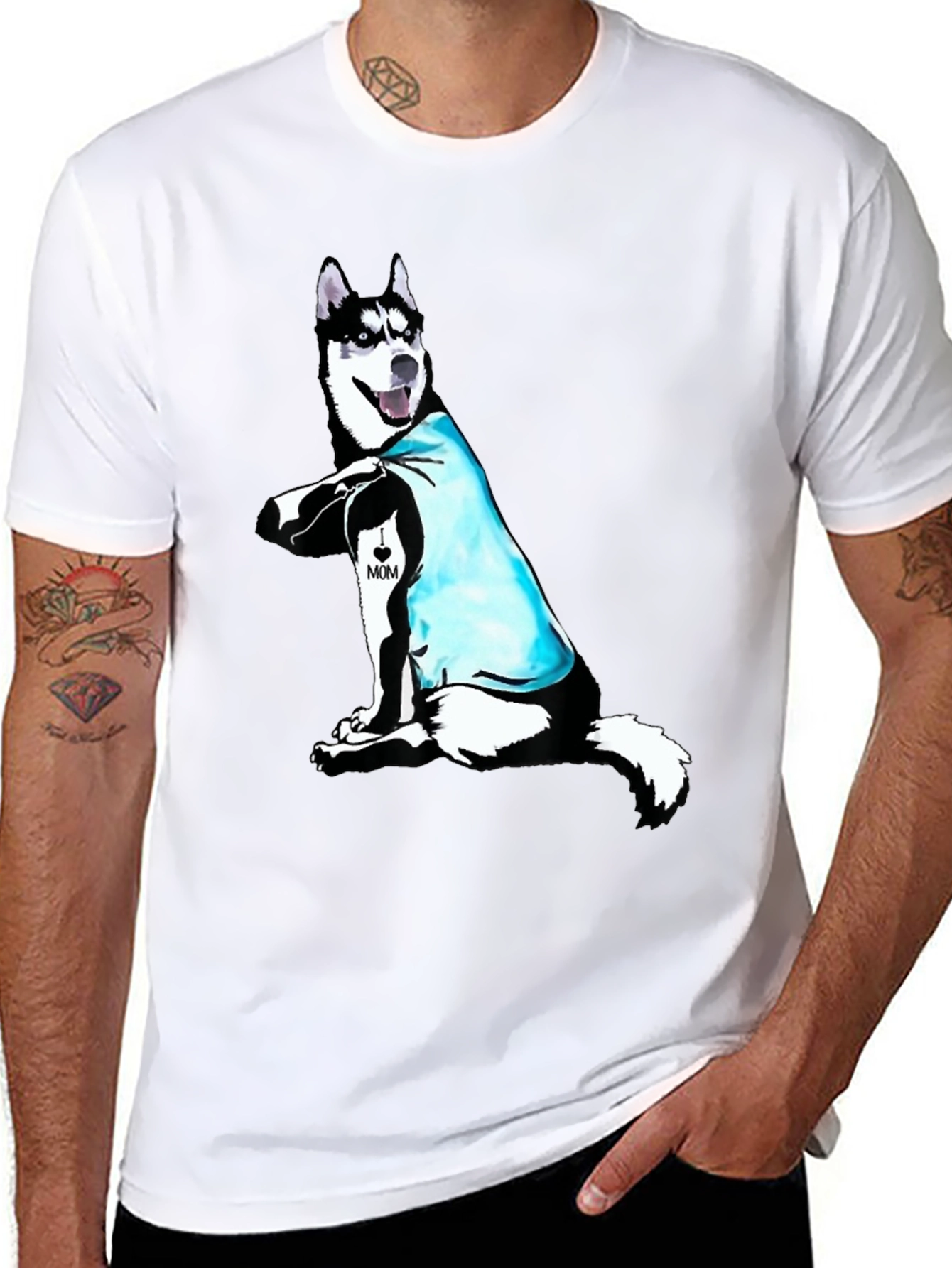Husky Dog Mom Tattoo T-Shirt
