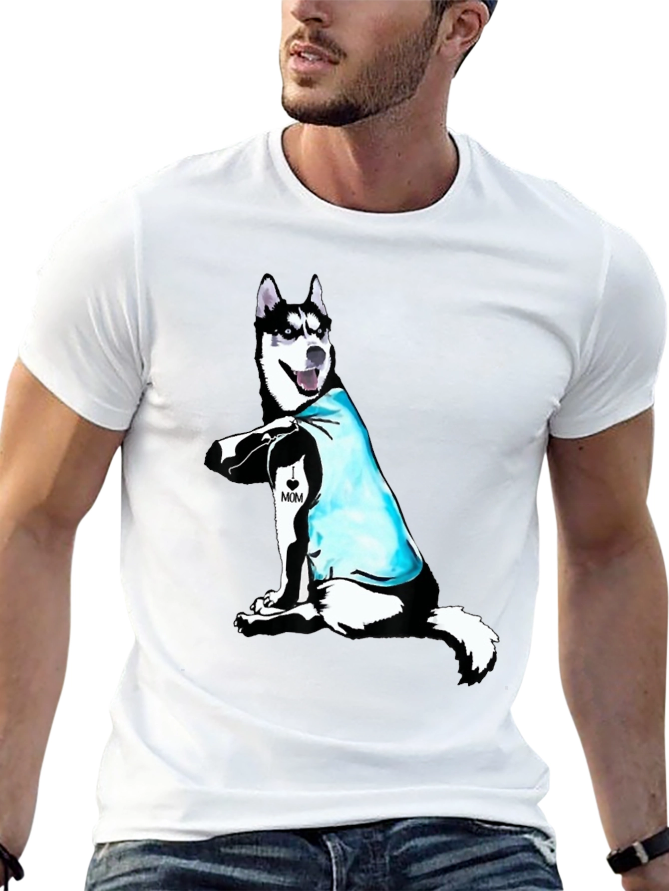 Husky Dog Mom Tattoo T-Shirt
