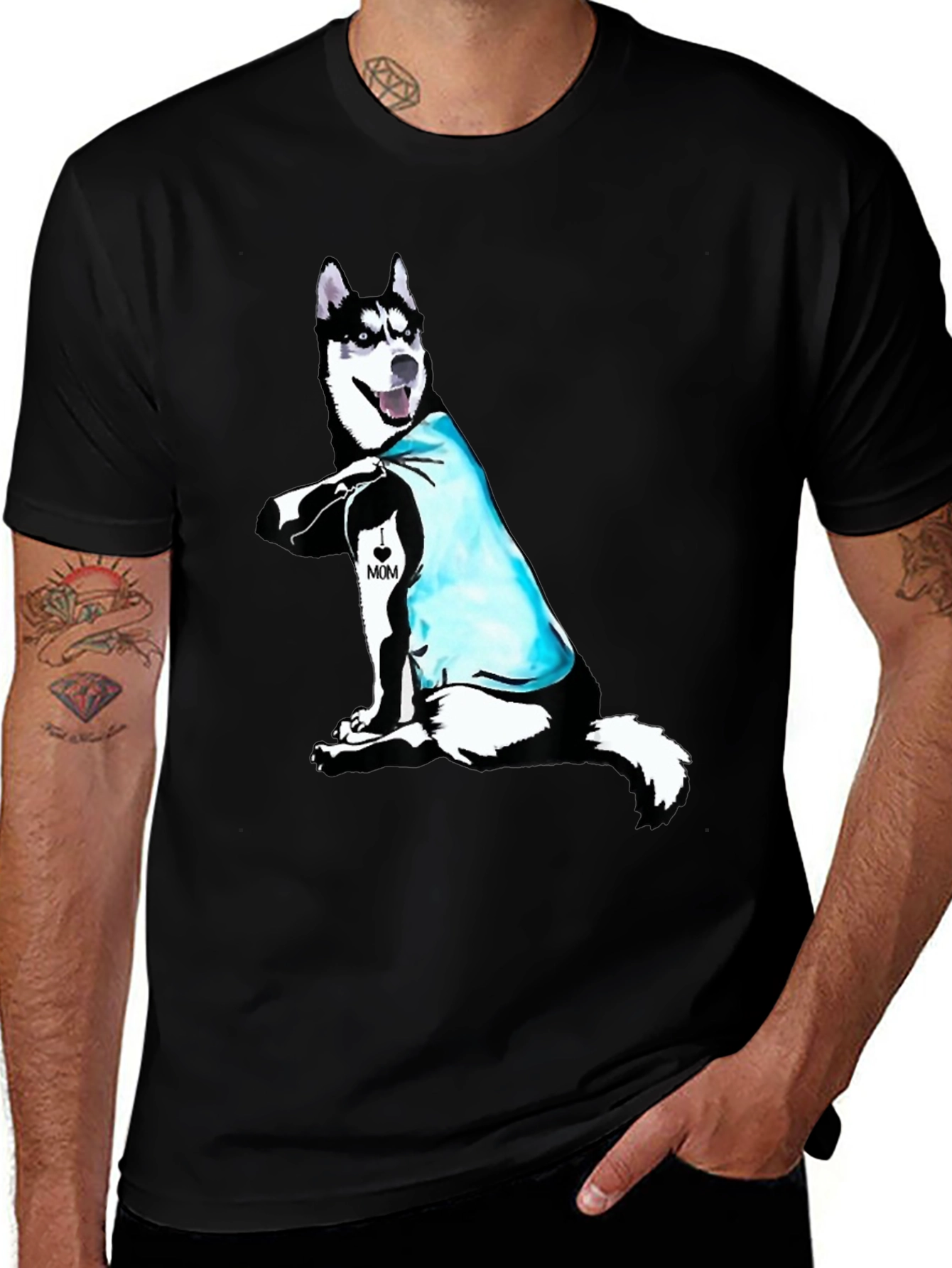 Husky Dog Mom Tattoo T-Shirt