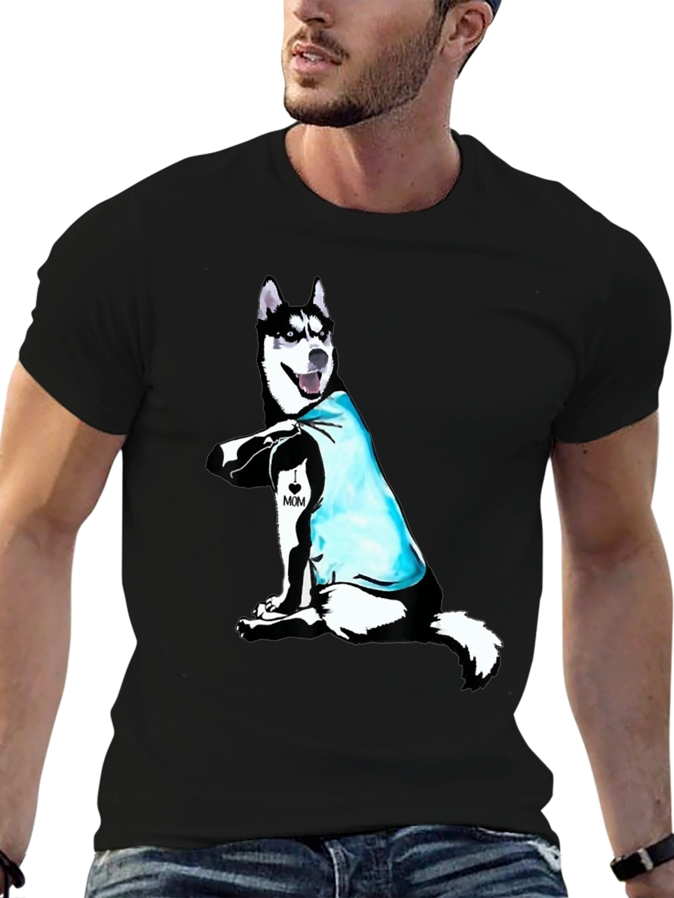 Husky Dog Mom Tattoo T-Shirt