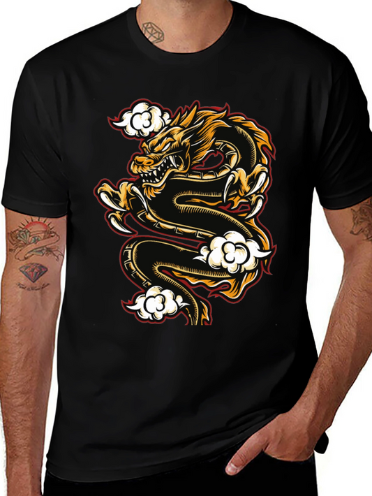 Dragon Graphic Print Black T-Shirt
