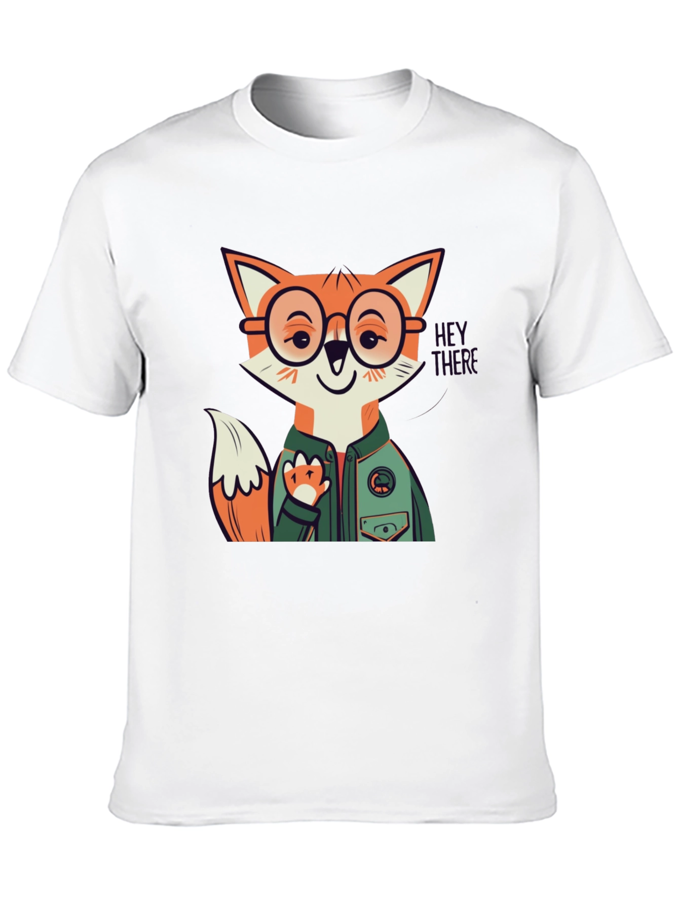 Fox Character Graphic Print Crew Neck Tee