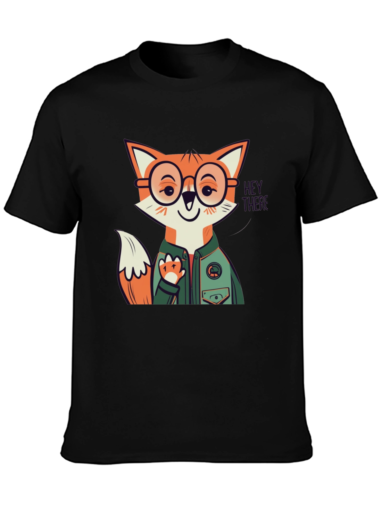 Fox Character Graphic Print Crew Neck Tee