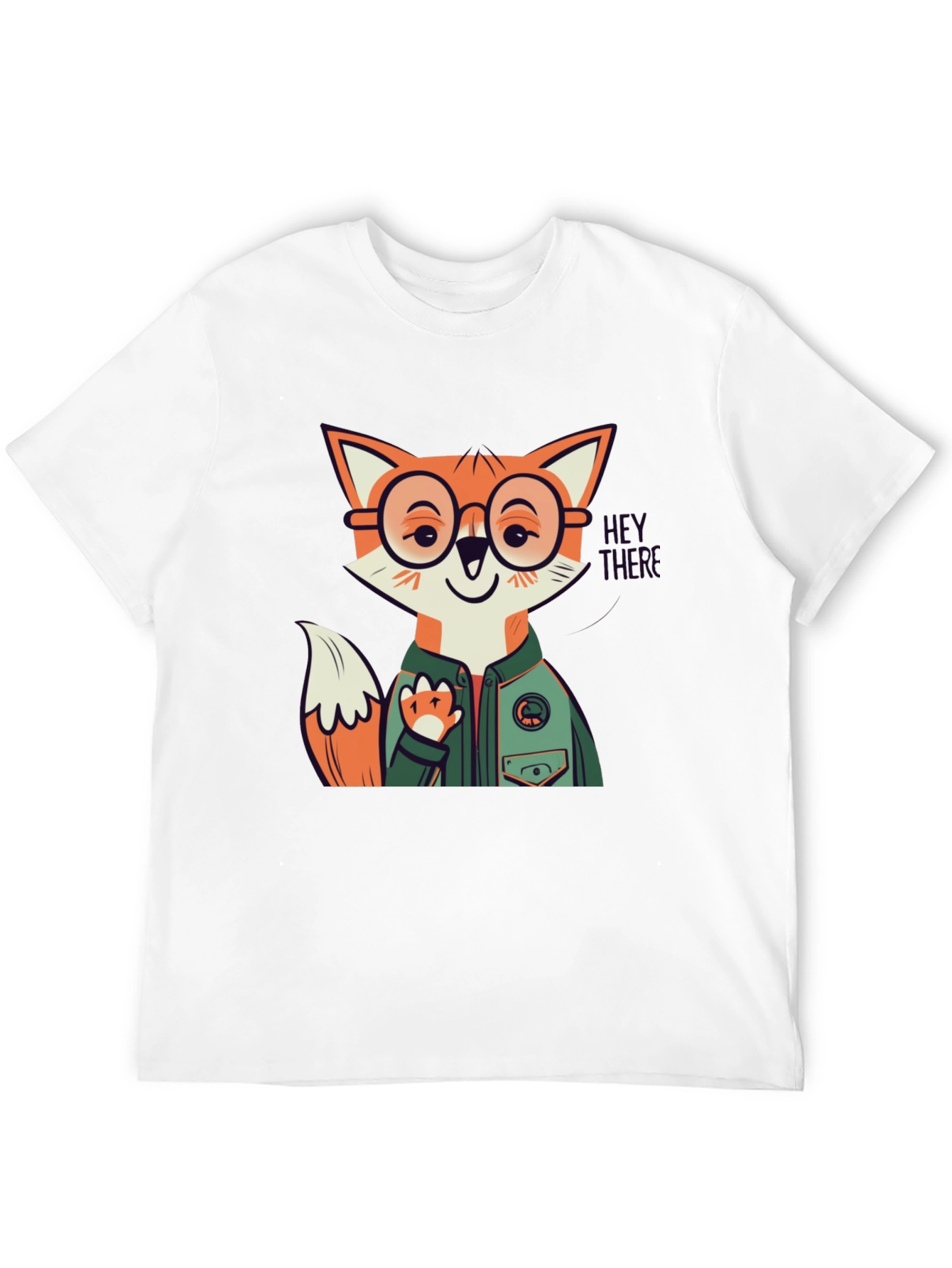 Fox Character Graphic Print Crew Neck Tee