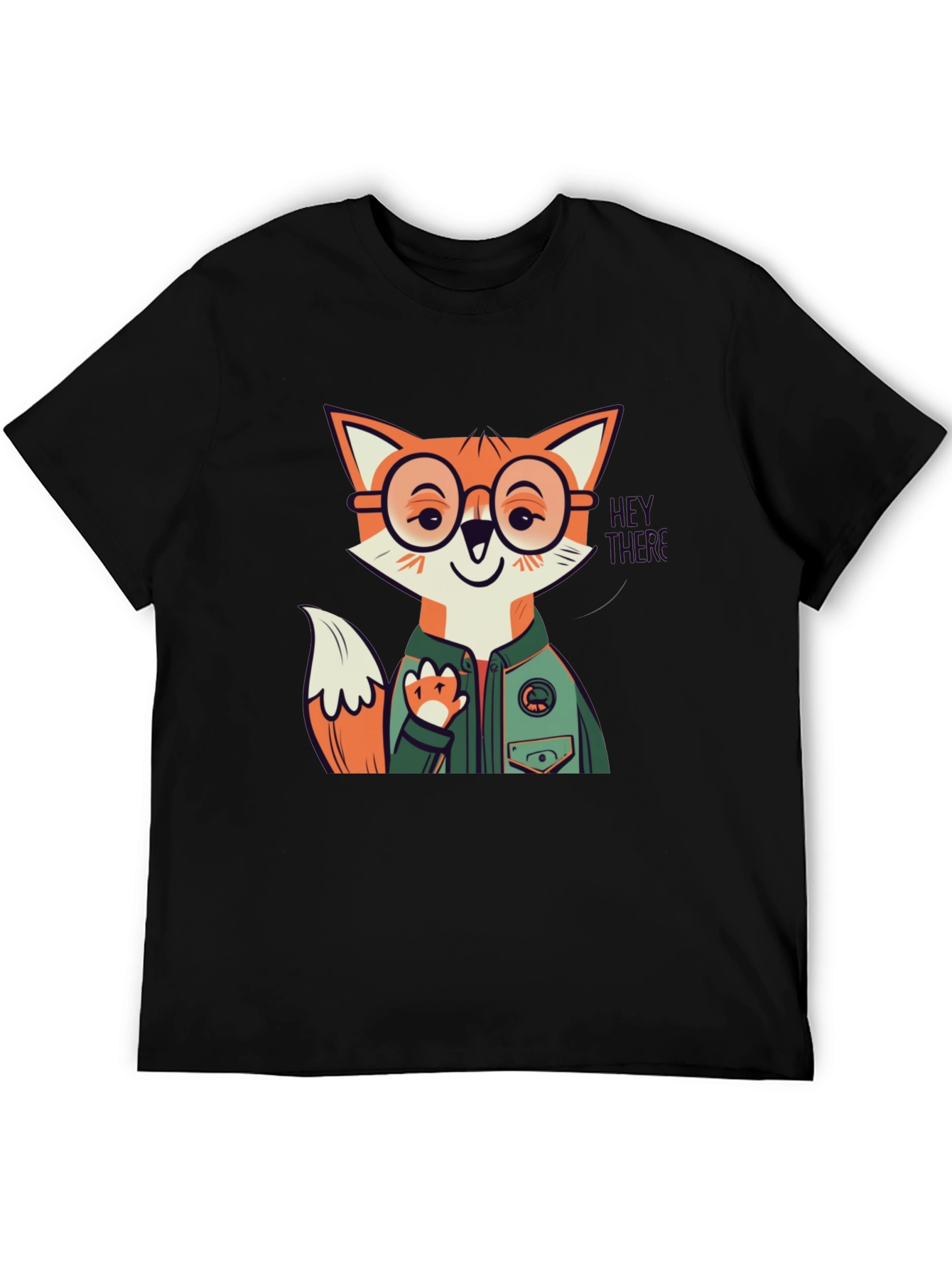 Fox Character Graphic Print Crew Neck Tee
