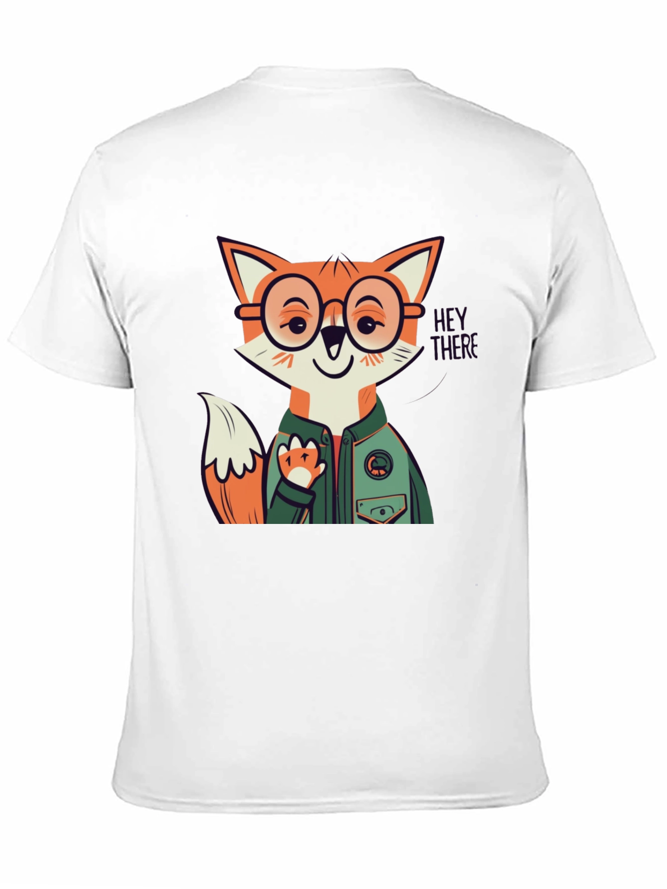 Fox Character Graphic Print Crew Neck Tee