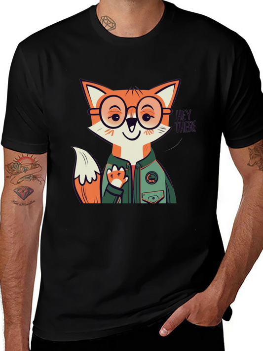 Fox Character Graphic Print Crew Neck Tee