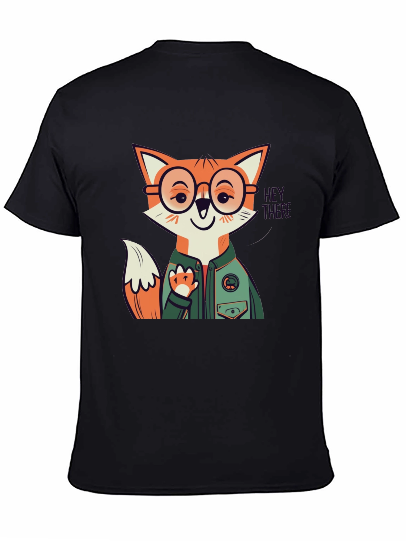 Fox Character Graphic Print Crew Neck Tee