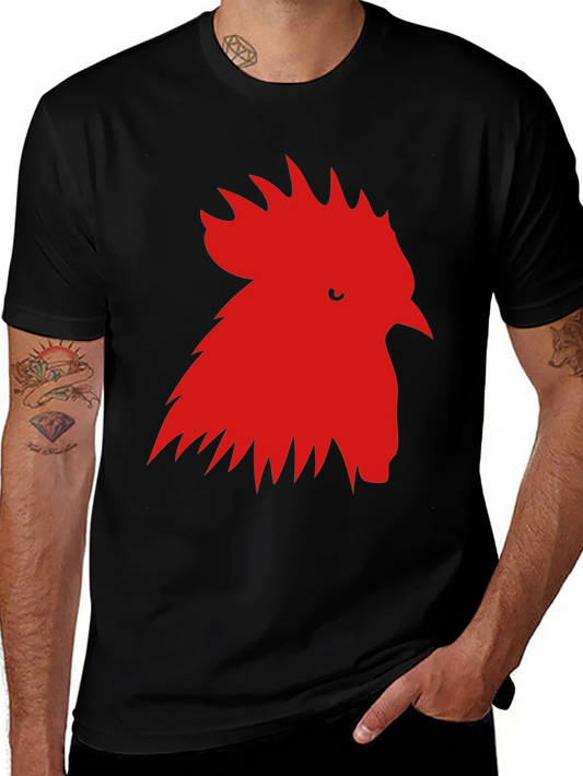 Rooster Graphic Tee - Black Cotton T-Shirt