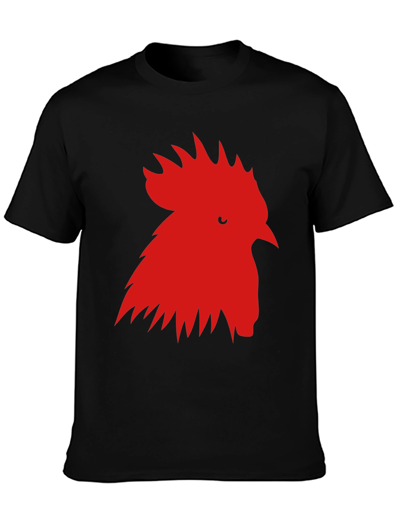 Rooster Graphic Tee - Black Cotton T-Shirt