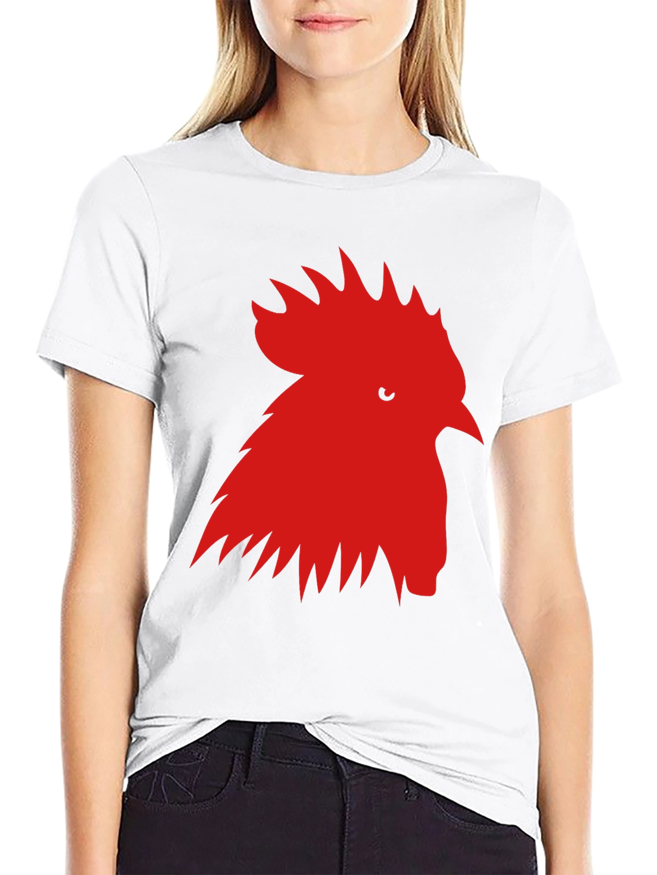 Rooster Graphic Tee - Black Cotton T-Shirt