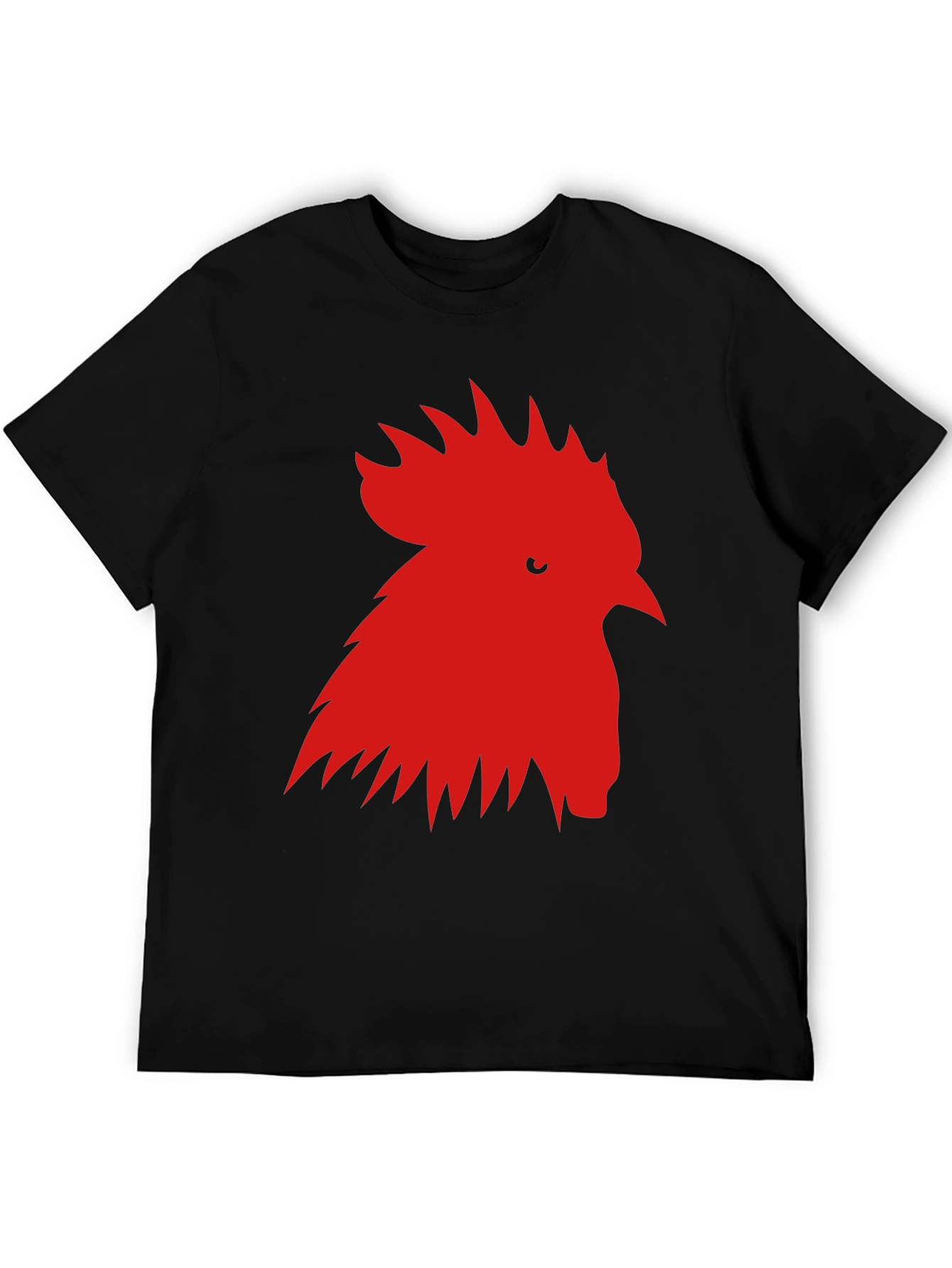 Rooster Graphic Tee - Black Cotton T-Shirt