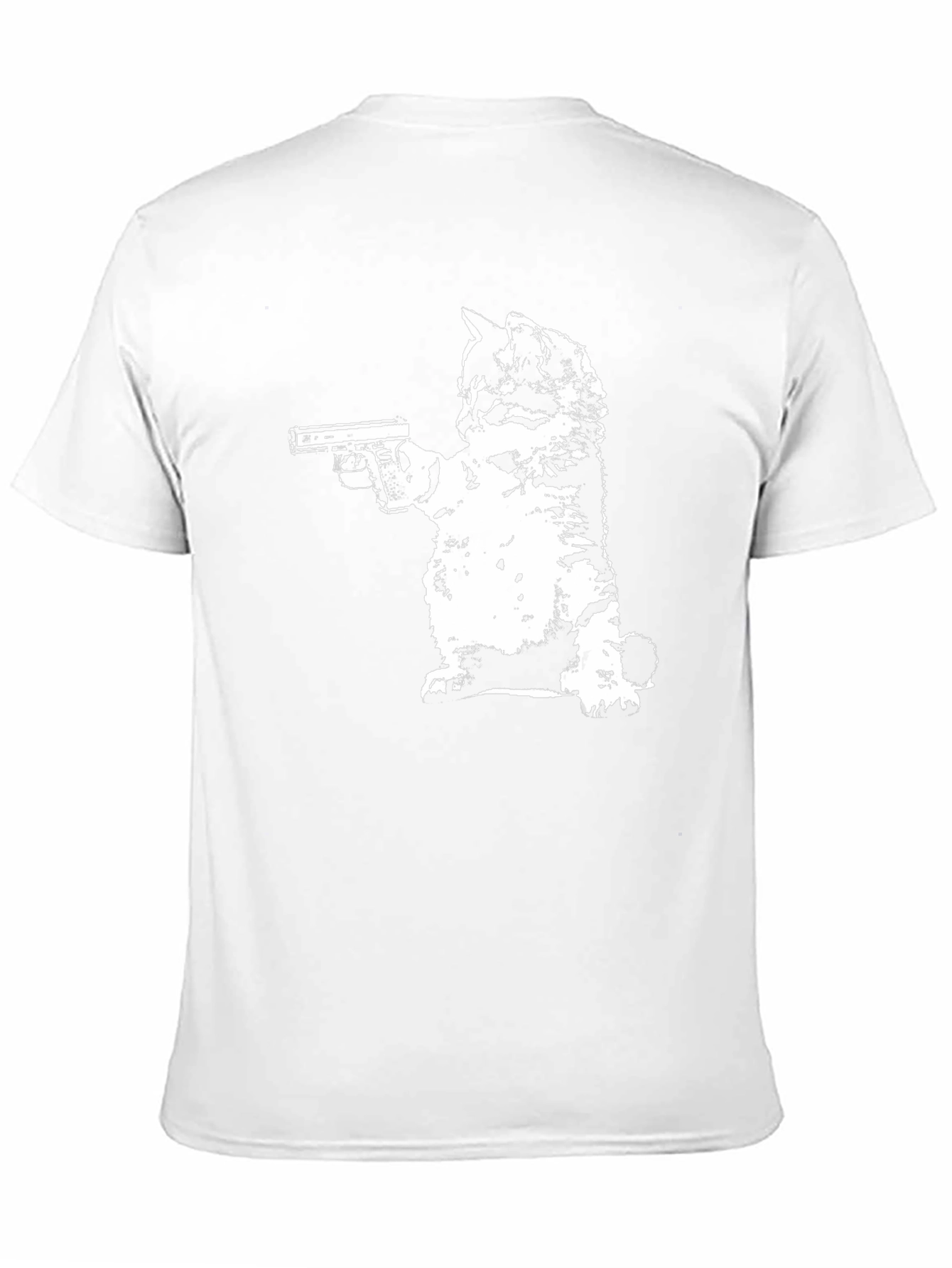Cat With Gun Black T-Shirt