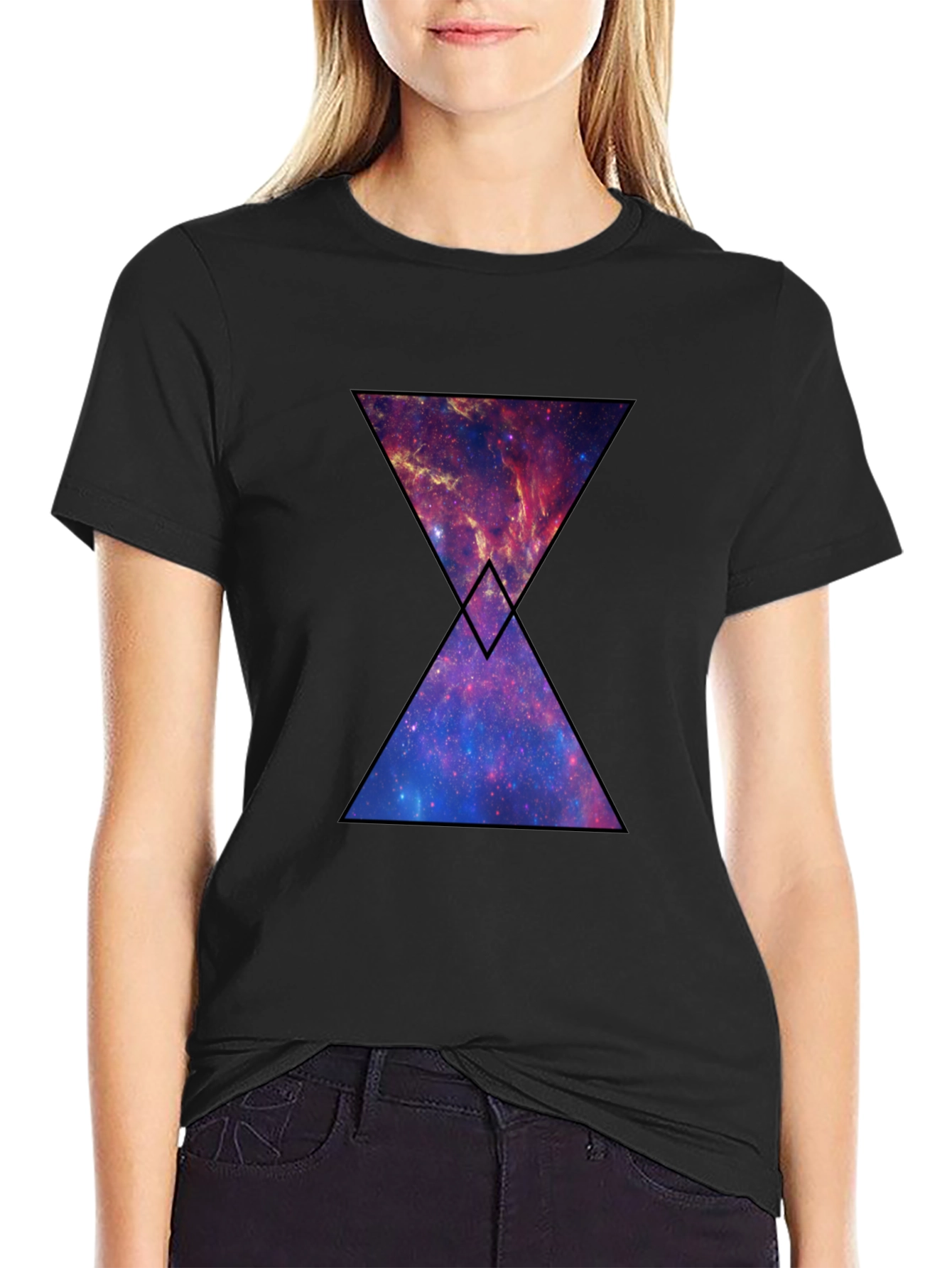Galaxy Hourglass Graphic T-Shirt - Black