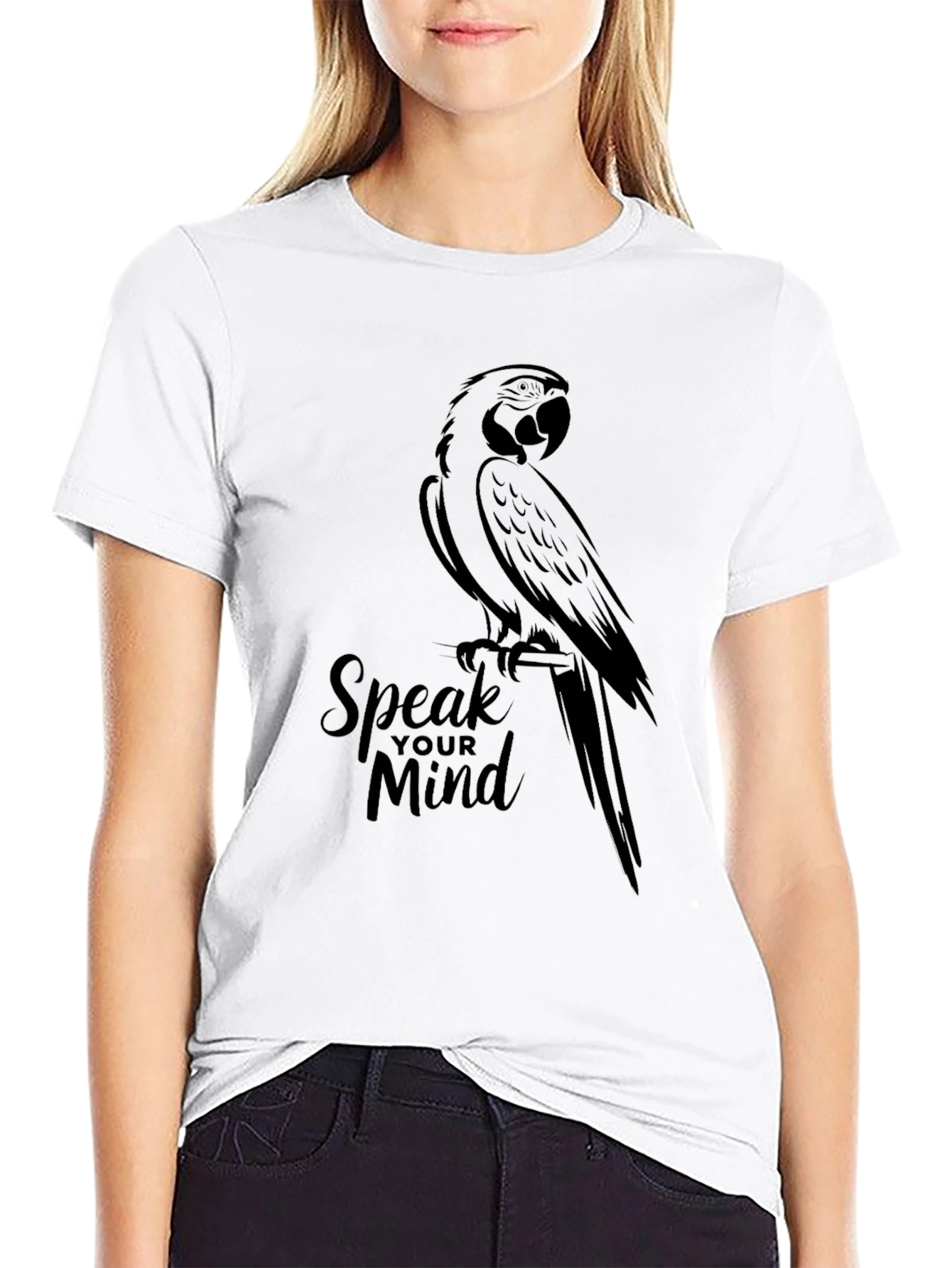 Speak Your Mind Parrot Graphic Tee - Black