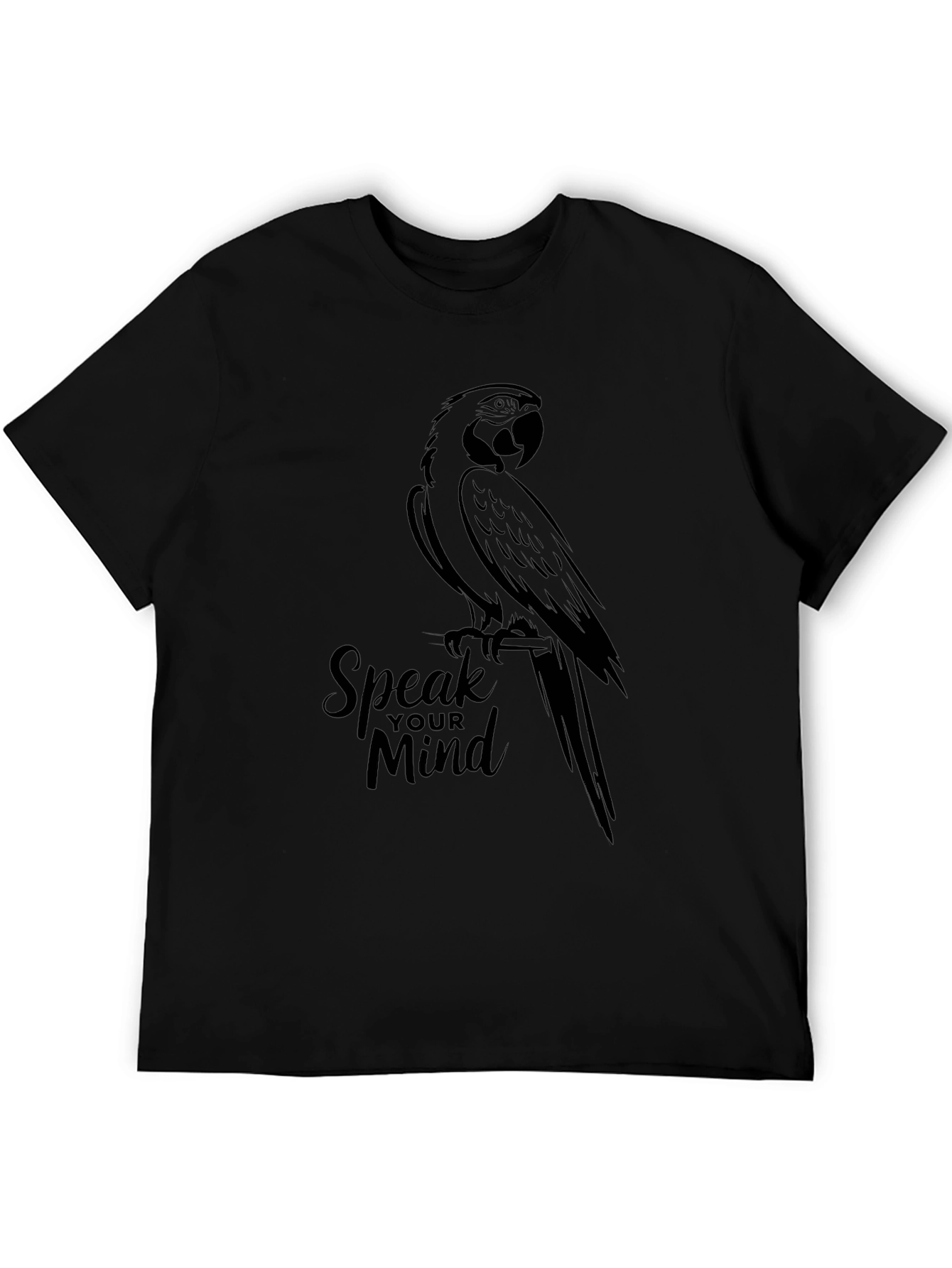 Speak Your Mind Parrot Graphic Tee - Black