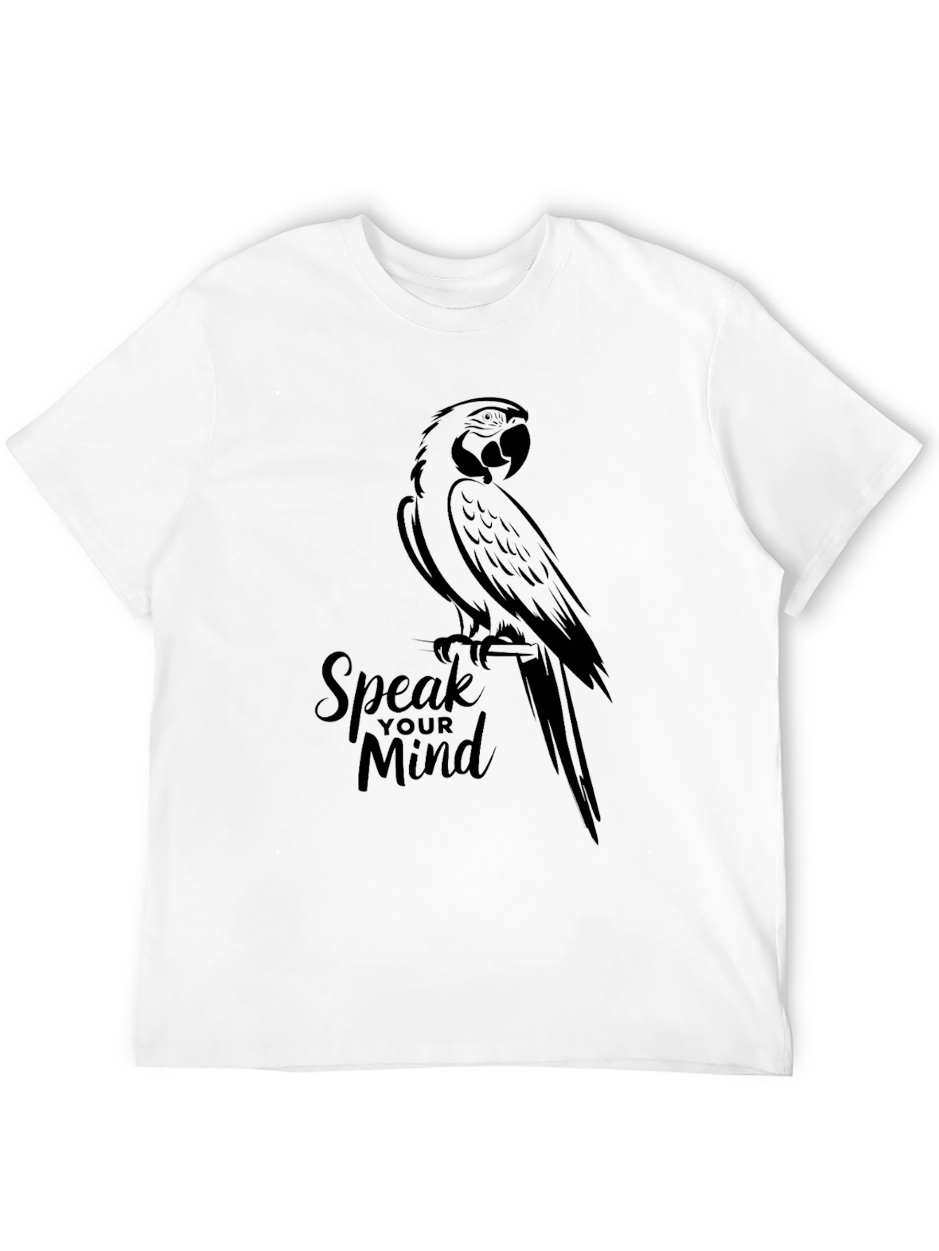 Speak Your Mind Parrot Graphic Tee - Black
