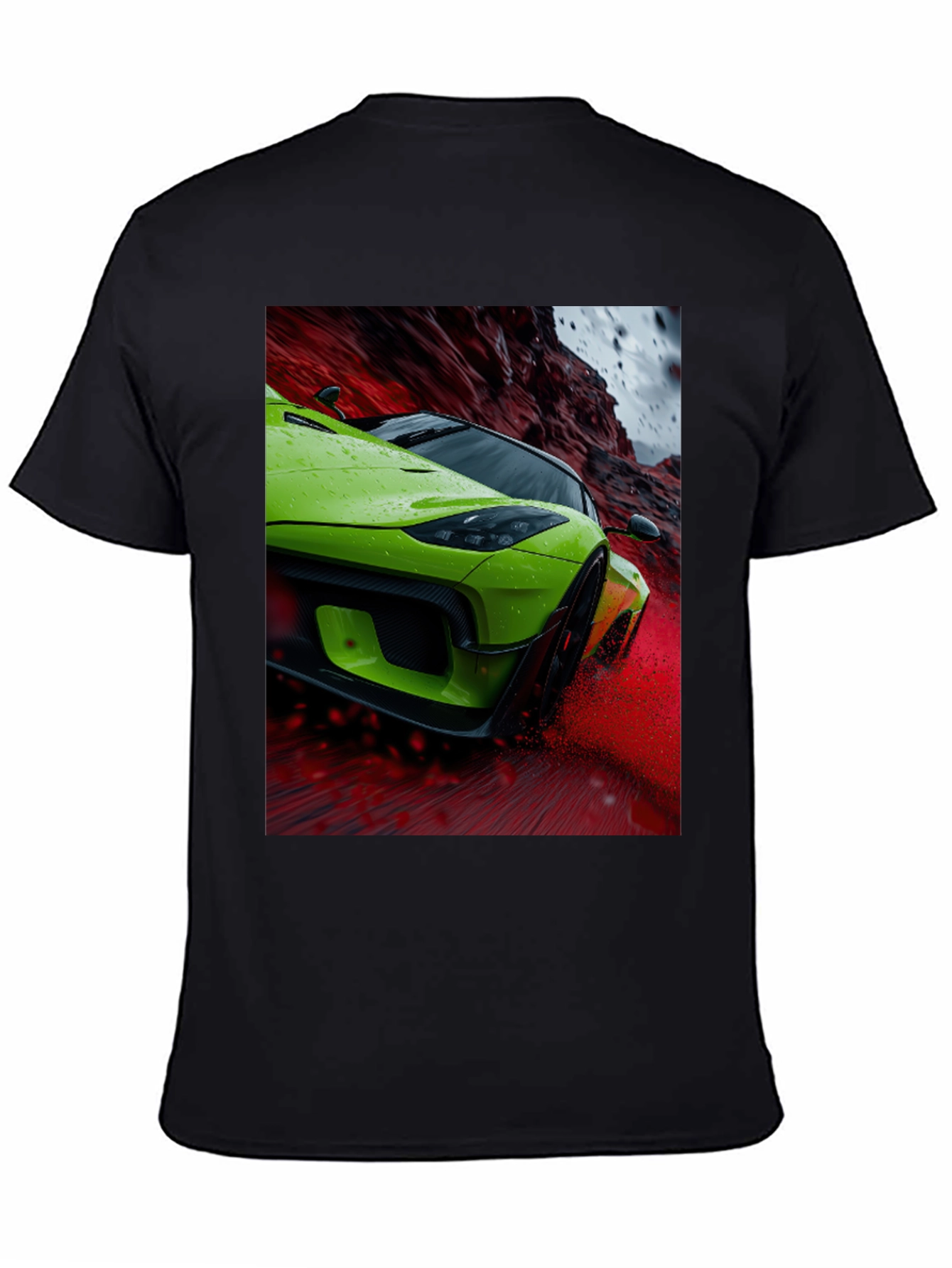 Green Sports Car Graphic Tee - Sleek Style