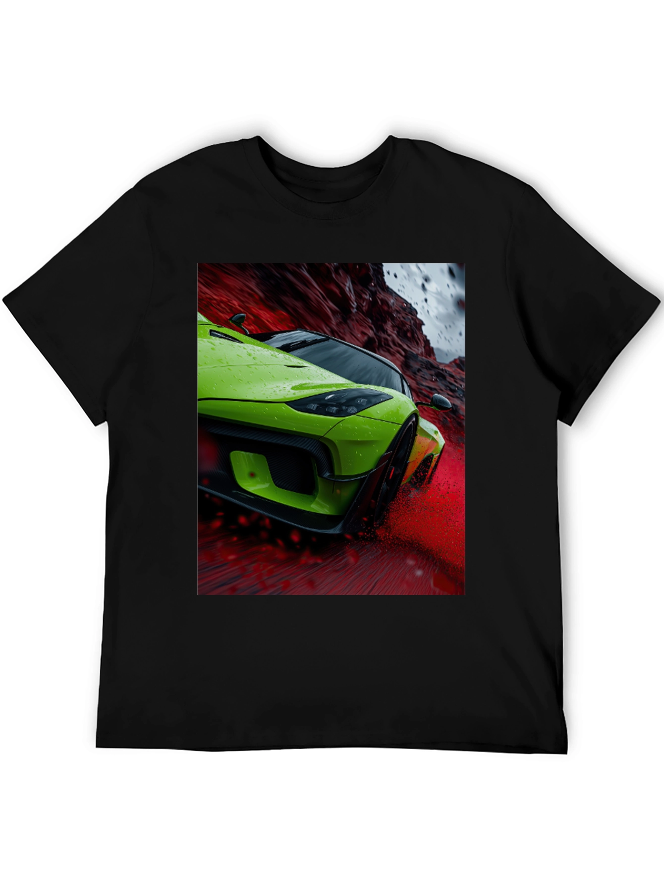 Green Sports Car Graphic Tee - Sleek Style