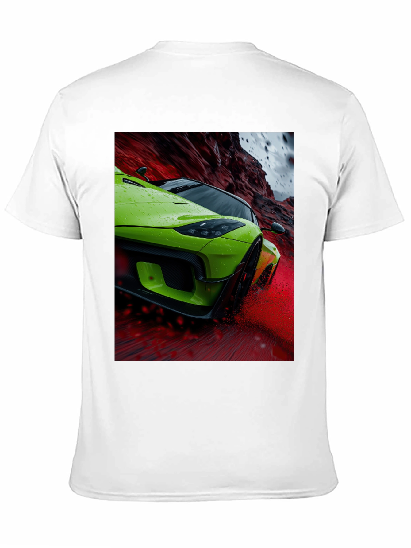 Green Sports Car Graphic Tee - Sleek Style