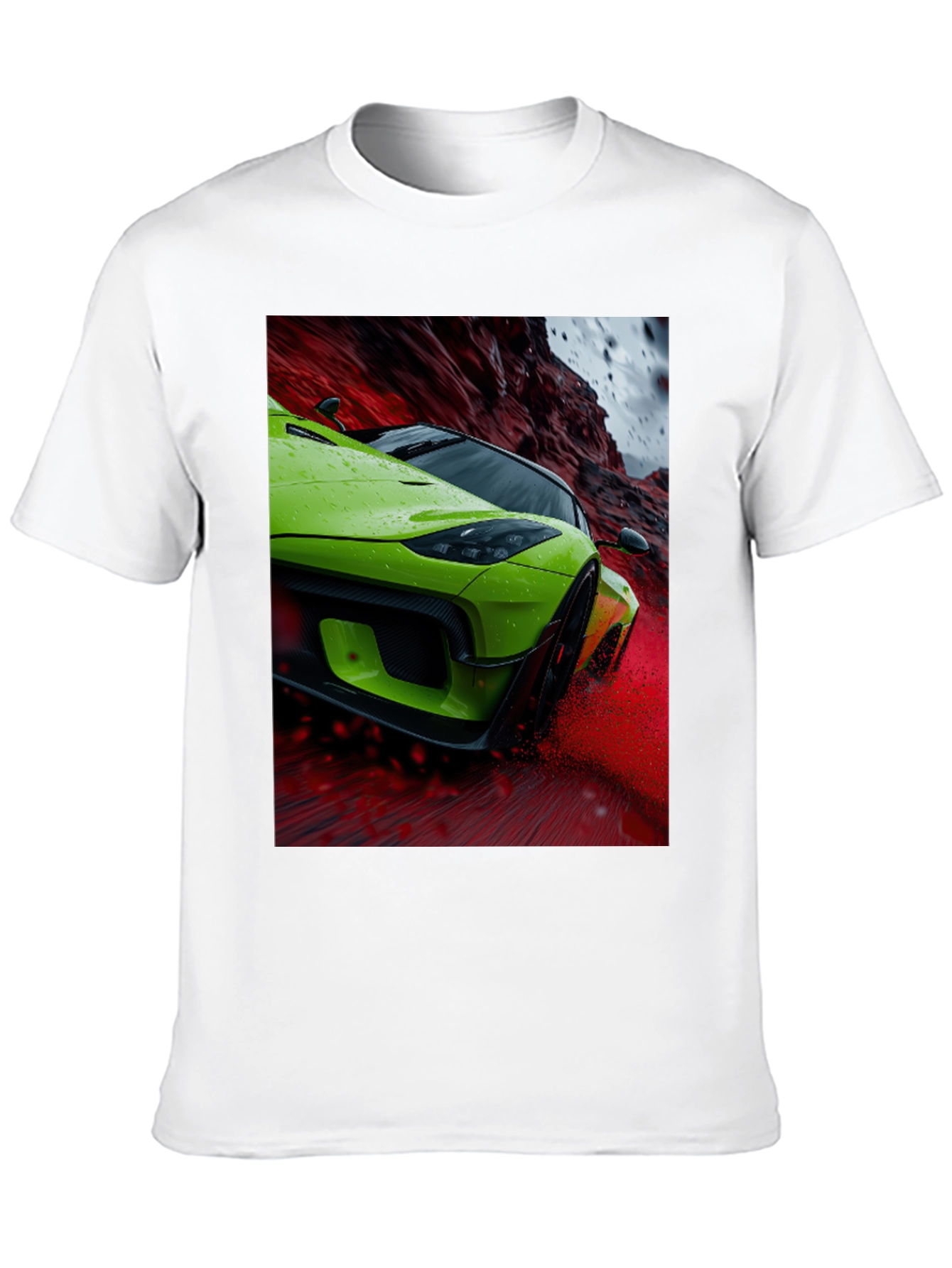 Green Sports Car Graphic Tee - Sleek Style