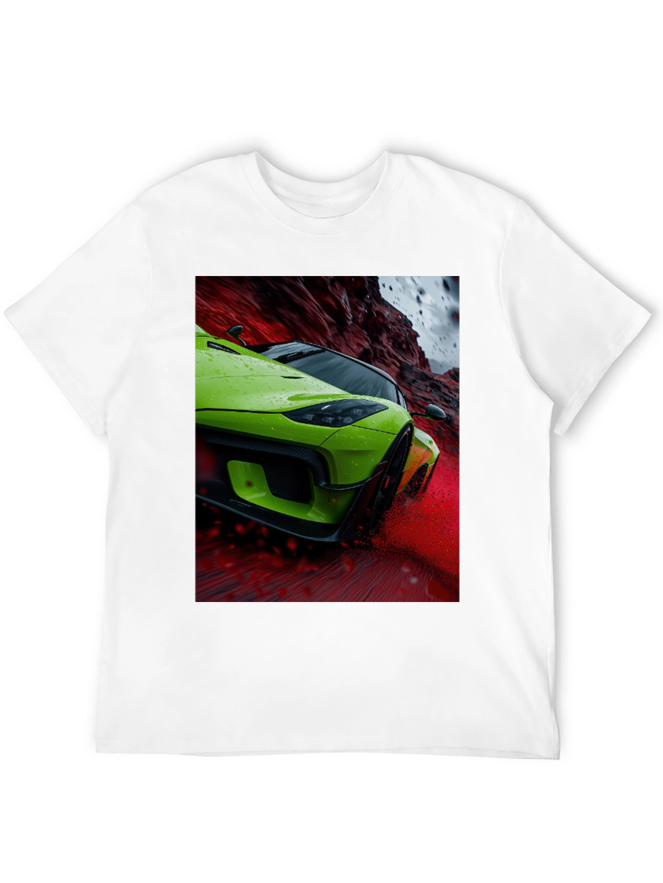 Green Sports Car Graphic Tee - Sleek Style