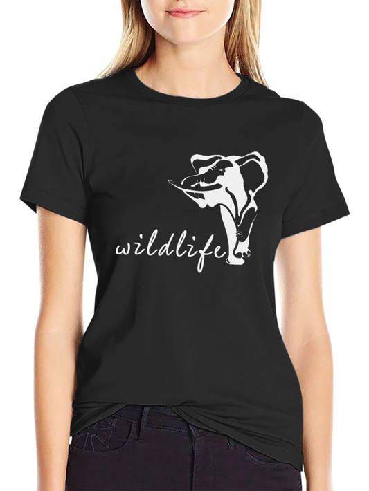 Wildlife Elephant Graphic Black T-Shirt