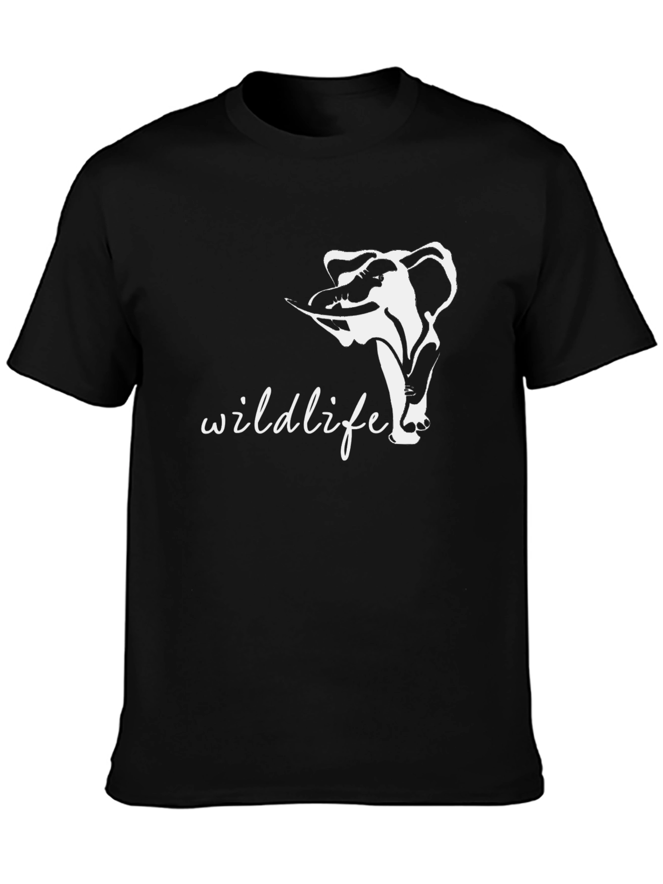 Wildlife Elephant Graphic Black T-Shirt