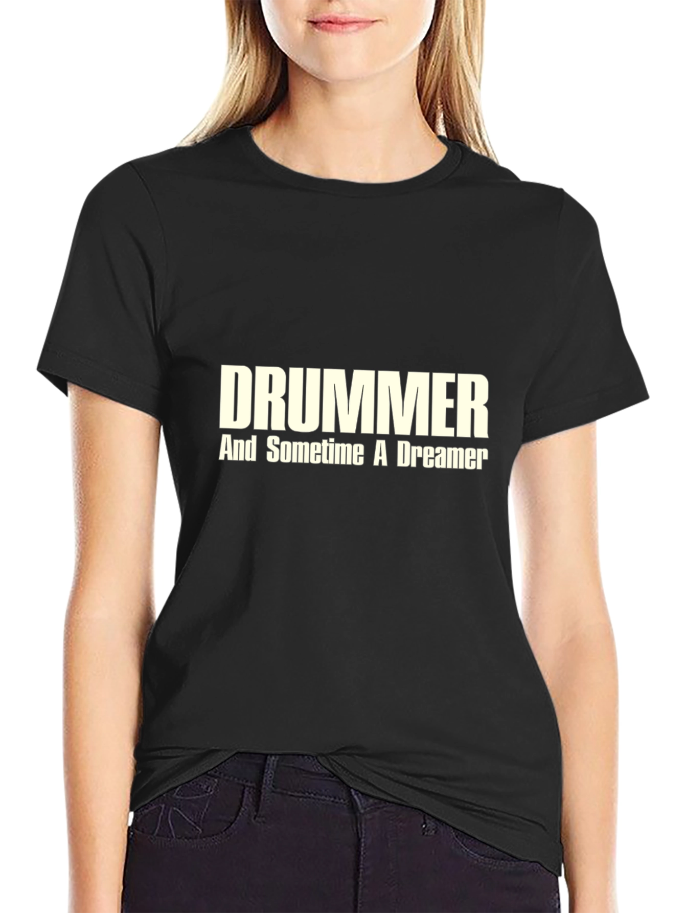 Drummer And Sometime A Dreamer Black Graphic Tee