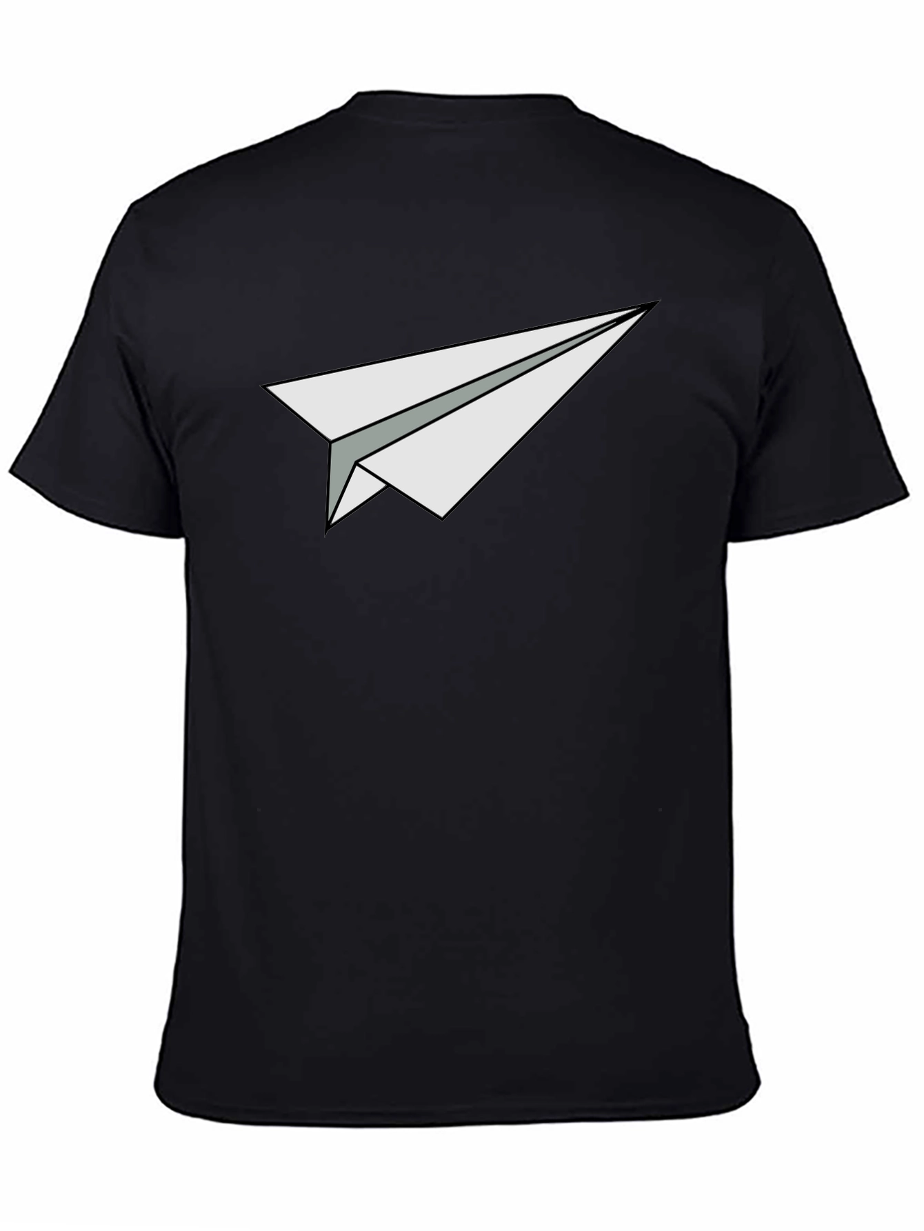 Paper Airplane Graphic Tee - Black Cotton Casual Shirt