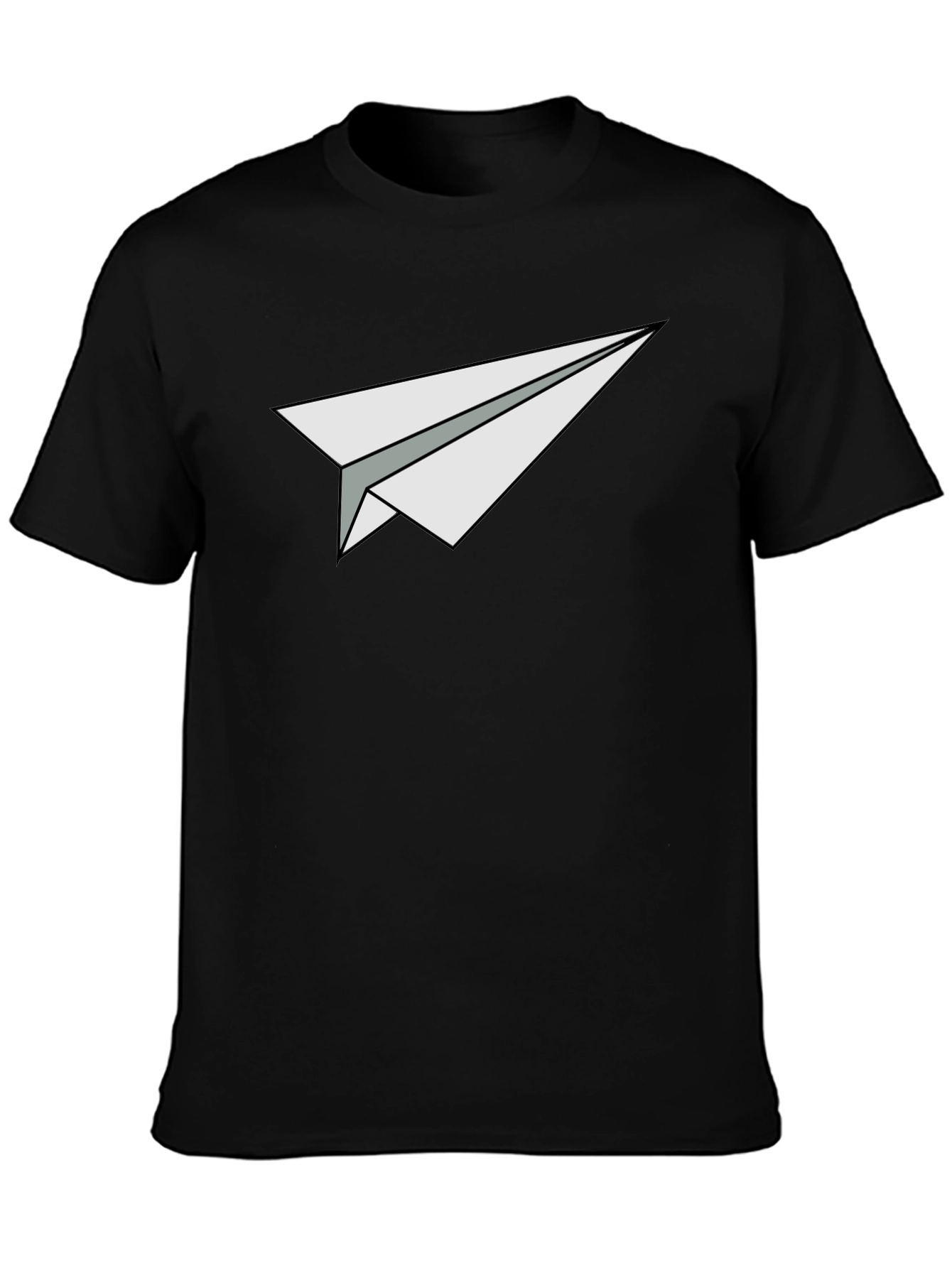 Paper Airplane Graphic Tee - Black Cotton Casual Shirt