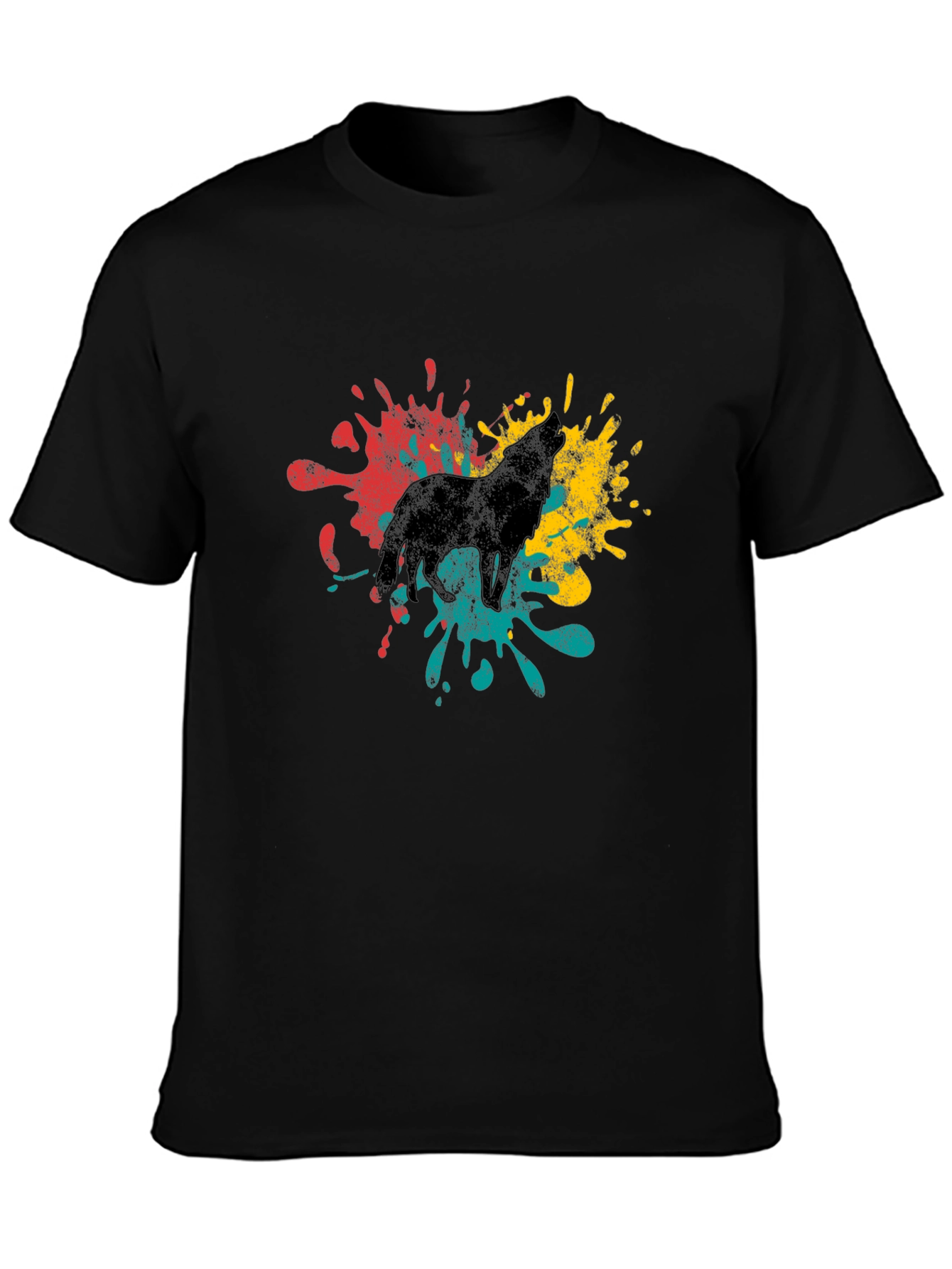 Wolf Splash Graphic T-Shirt - Stylish Mens Tee