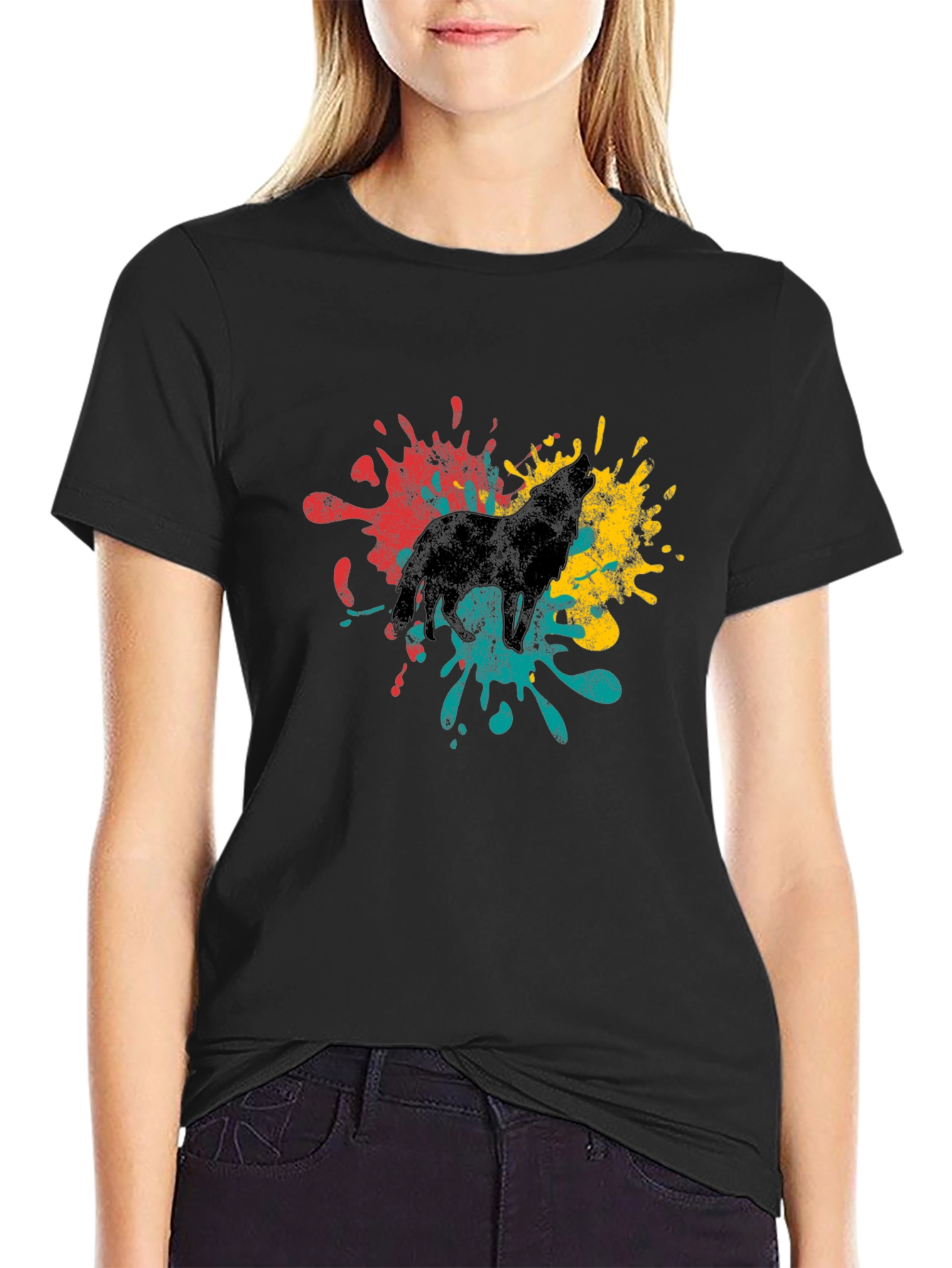 Wolf Splash Graphic T-Shirt - Stylish Mens Tee