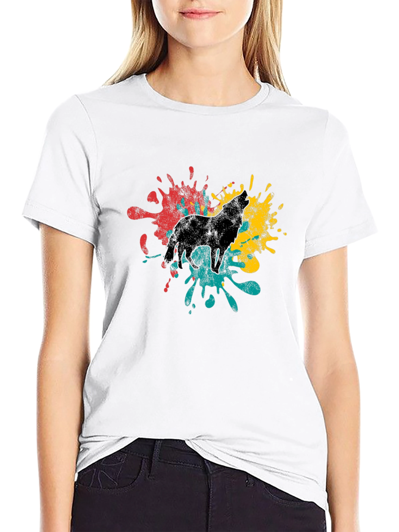 Wolf Splash Graphic T-Shirt - Stylish Mens Tee