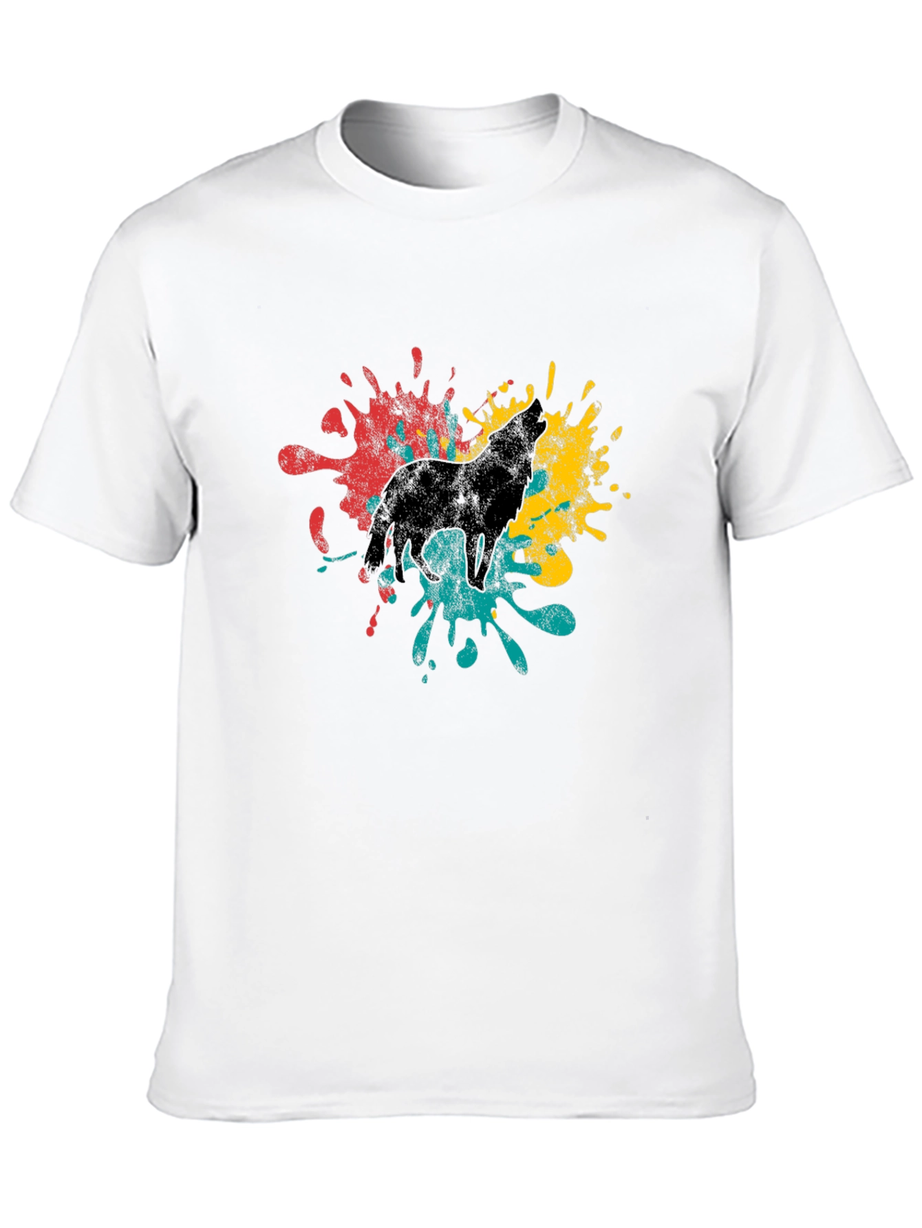 Wolf Splash Graphic T-Shirt - Stylish Mens Tee