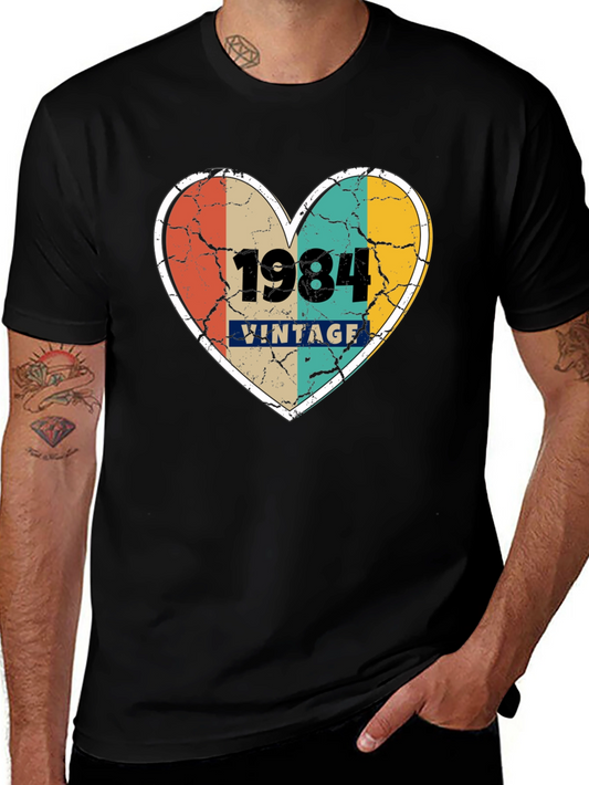 1984 Vintage Heart Graphic Tee - Retro Style T-Shirt