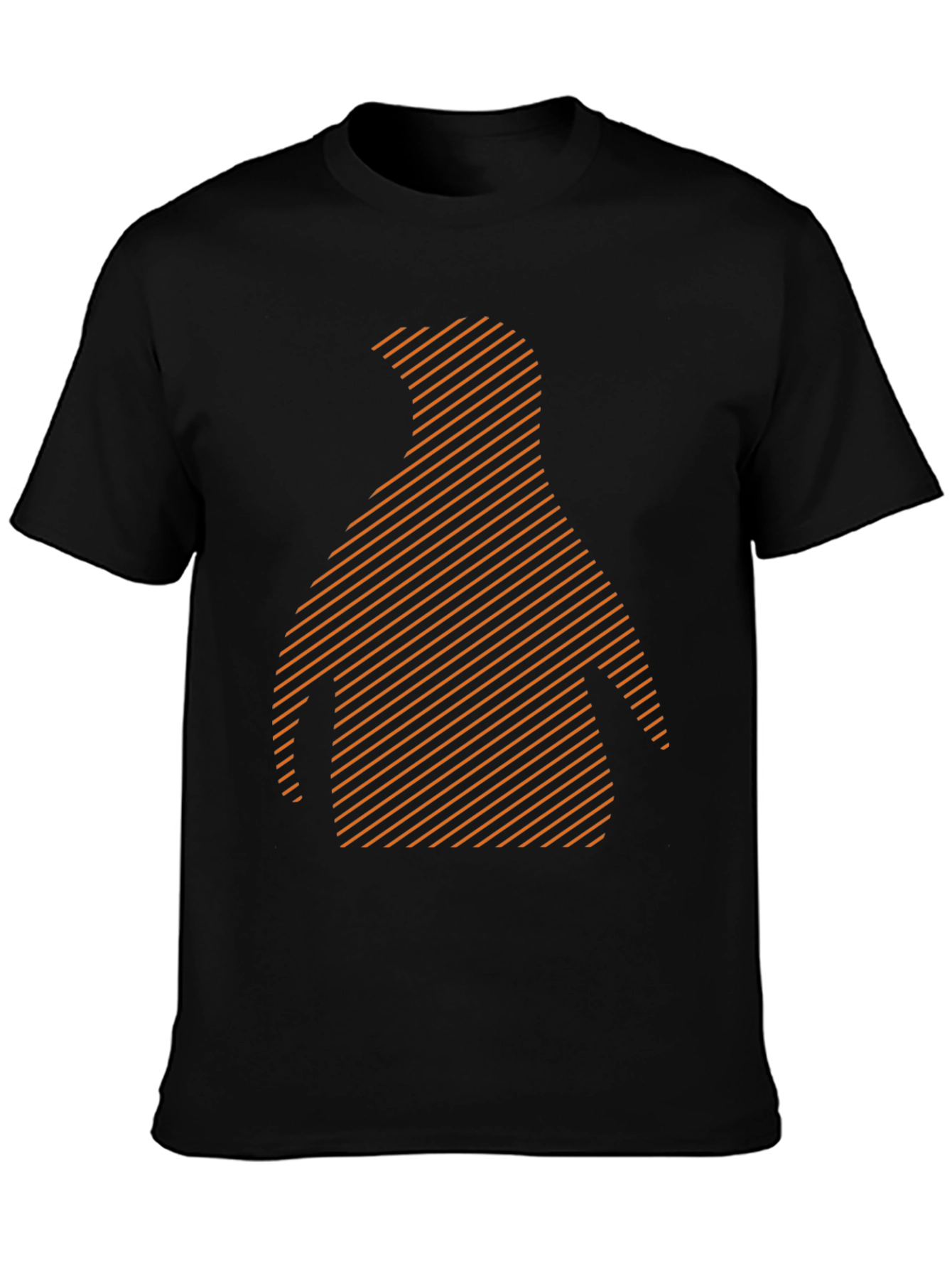 Stripped Penguin Graphic Tee - Casual Black T-Shirt