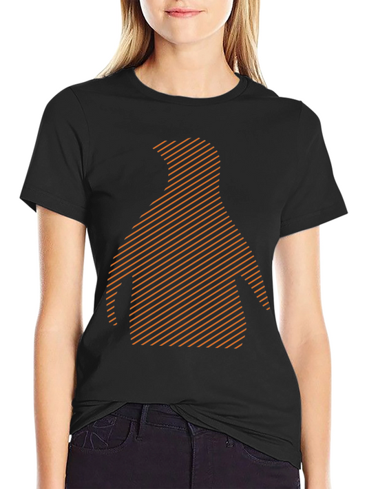 Stripped Penguin Graphic Tee - Casual Black T-Shirt
