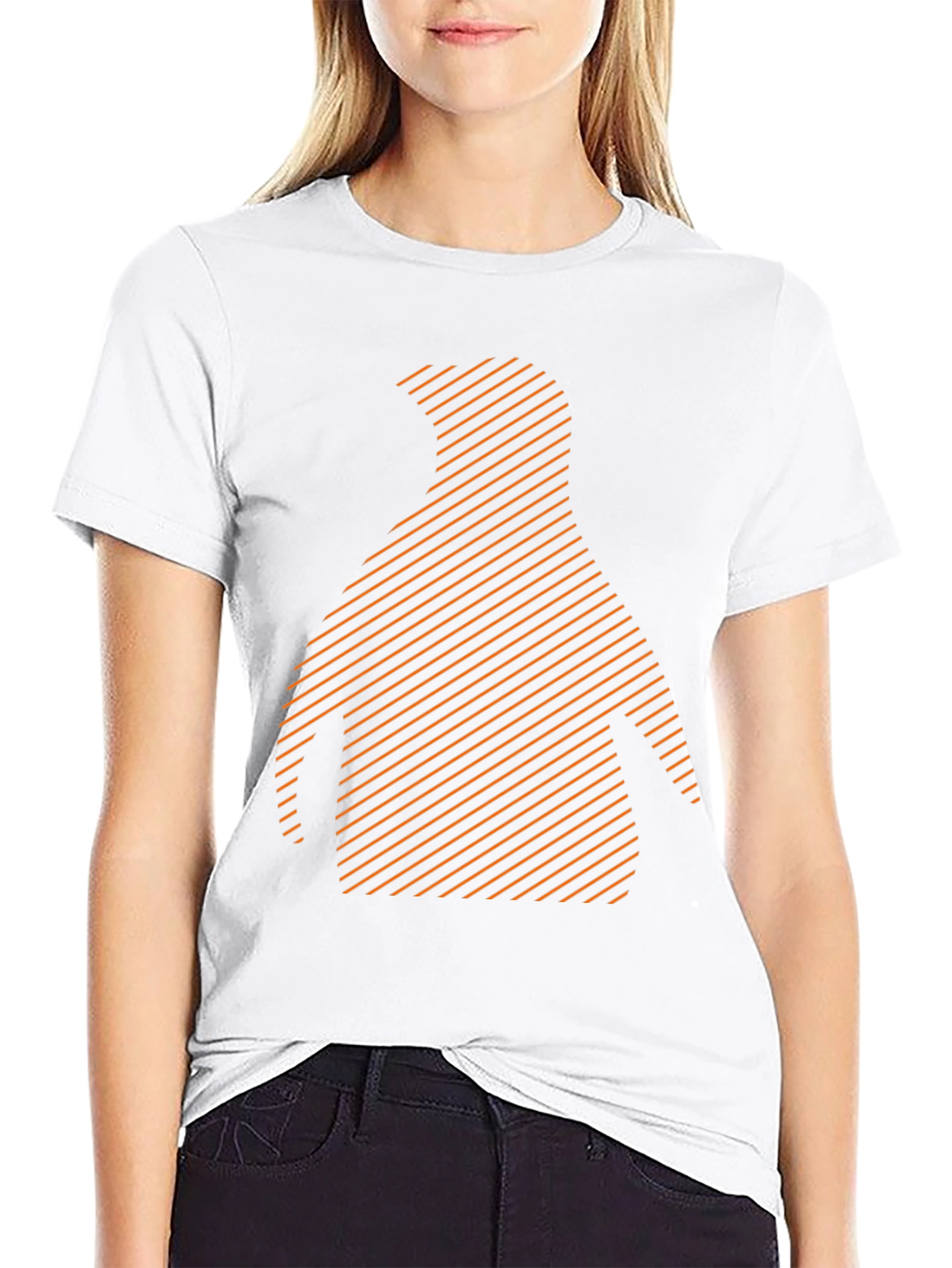 Stripped Penguin Graphic Tee - Casual Black T-Shirt