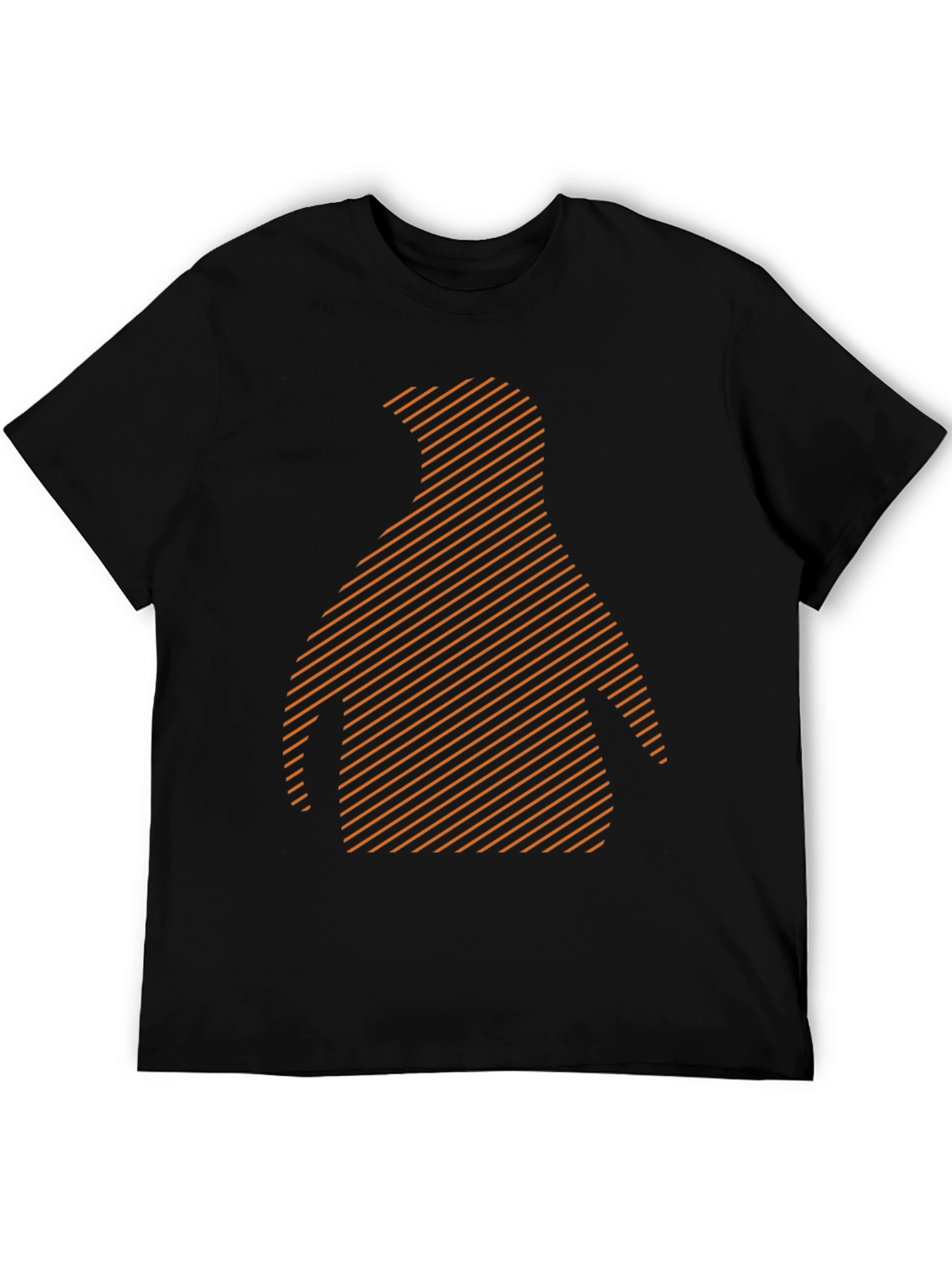 Stripped Penguin Graphic Tee - Casual Black T-Shirt