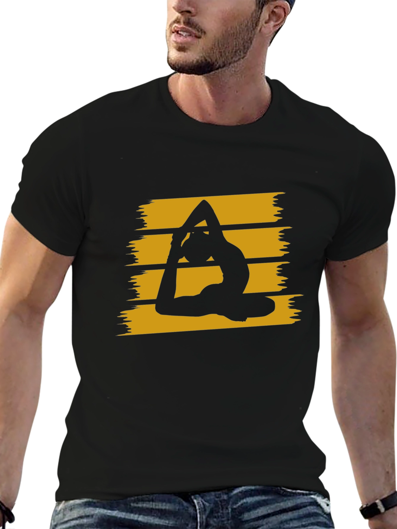 Yoga Pose Graphic Tee - Stylish Black Cotton T-Shirt