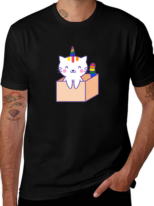 Unicorn Cat T-Shirt - Cute Kitten in Box Tee