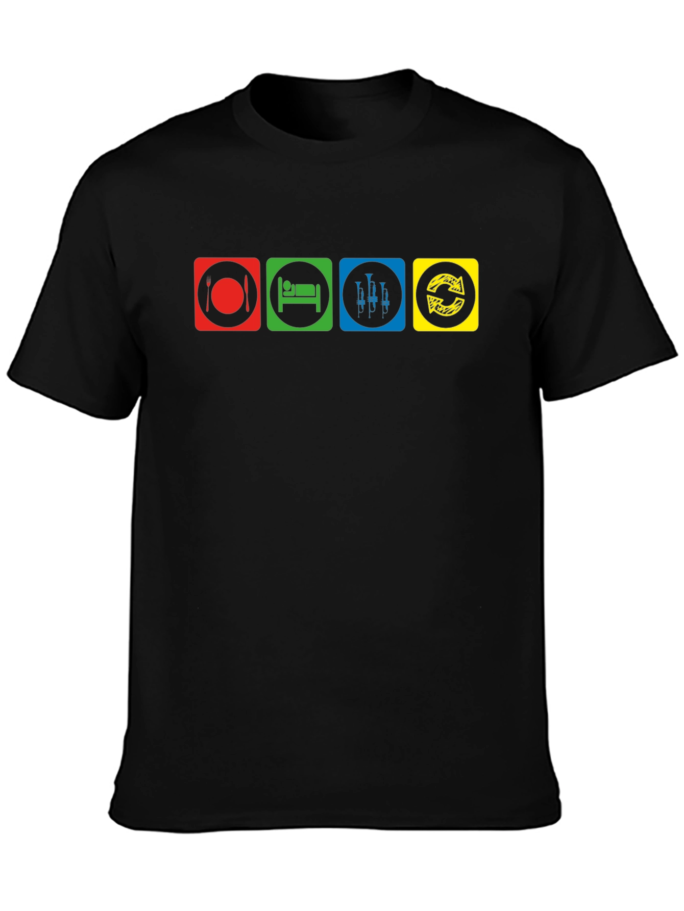 Eat Sleep Trumpet Repeat Black T-Shirt