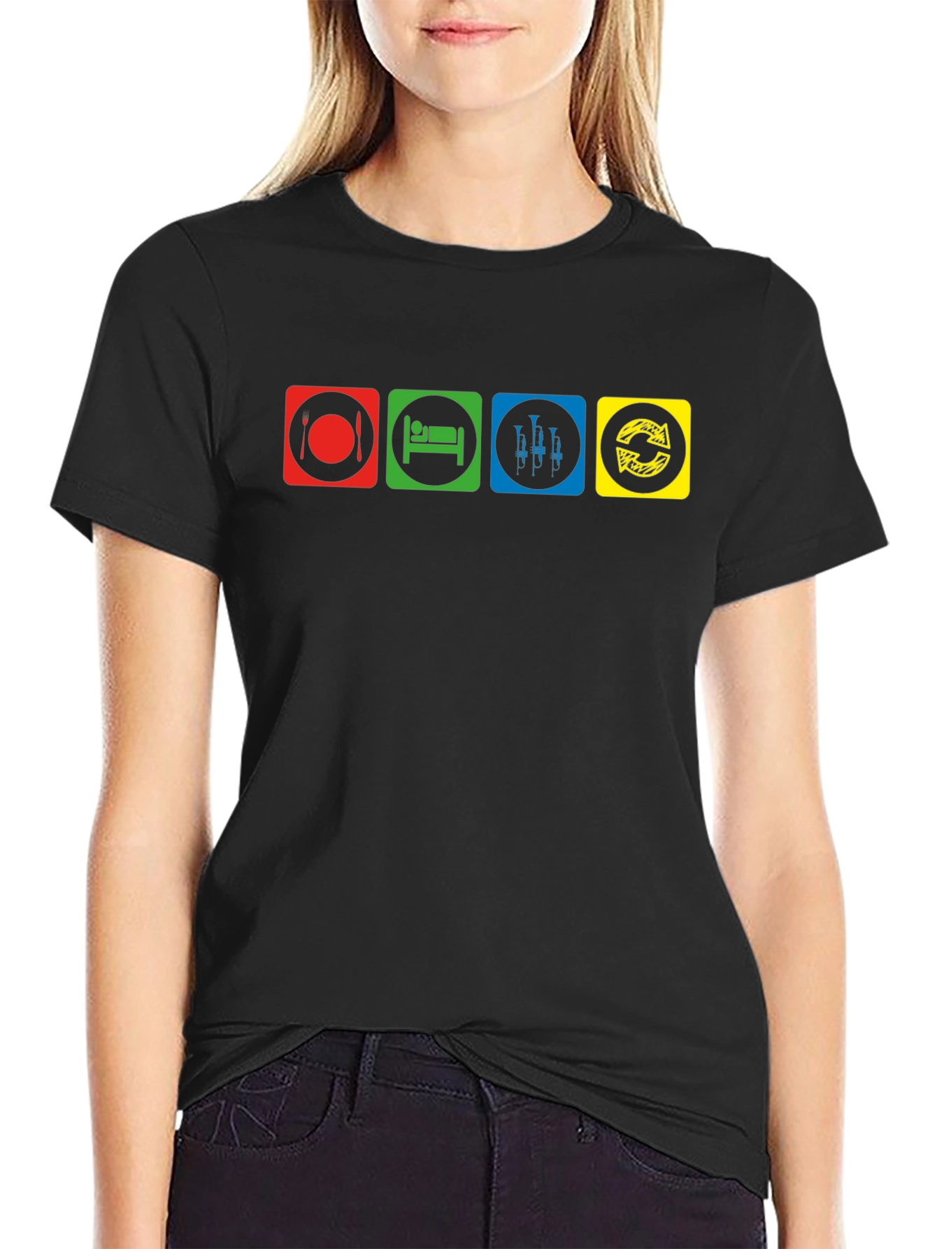 Eat Sleep Trumpet Repeat Black T-Shirt