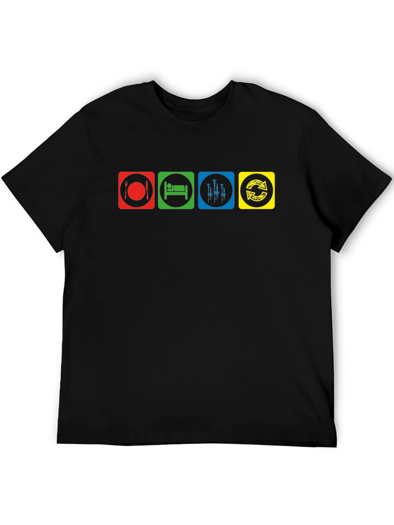 Eat Sleep Trumpet Repeat Black T-Shirt