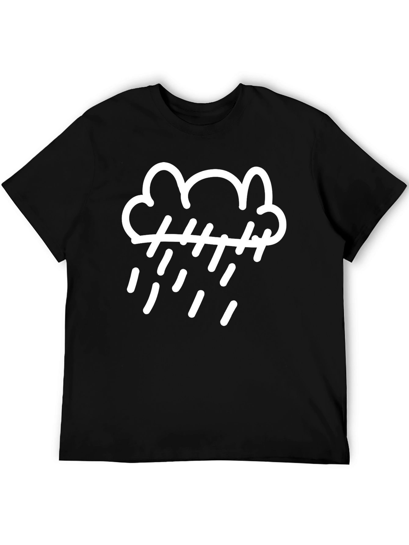 Rainy Day Cloud Graphic Tee - Black Cotton T-Shirt