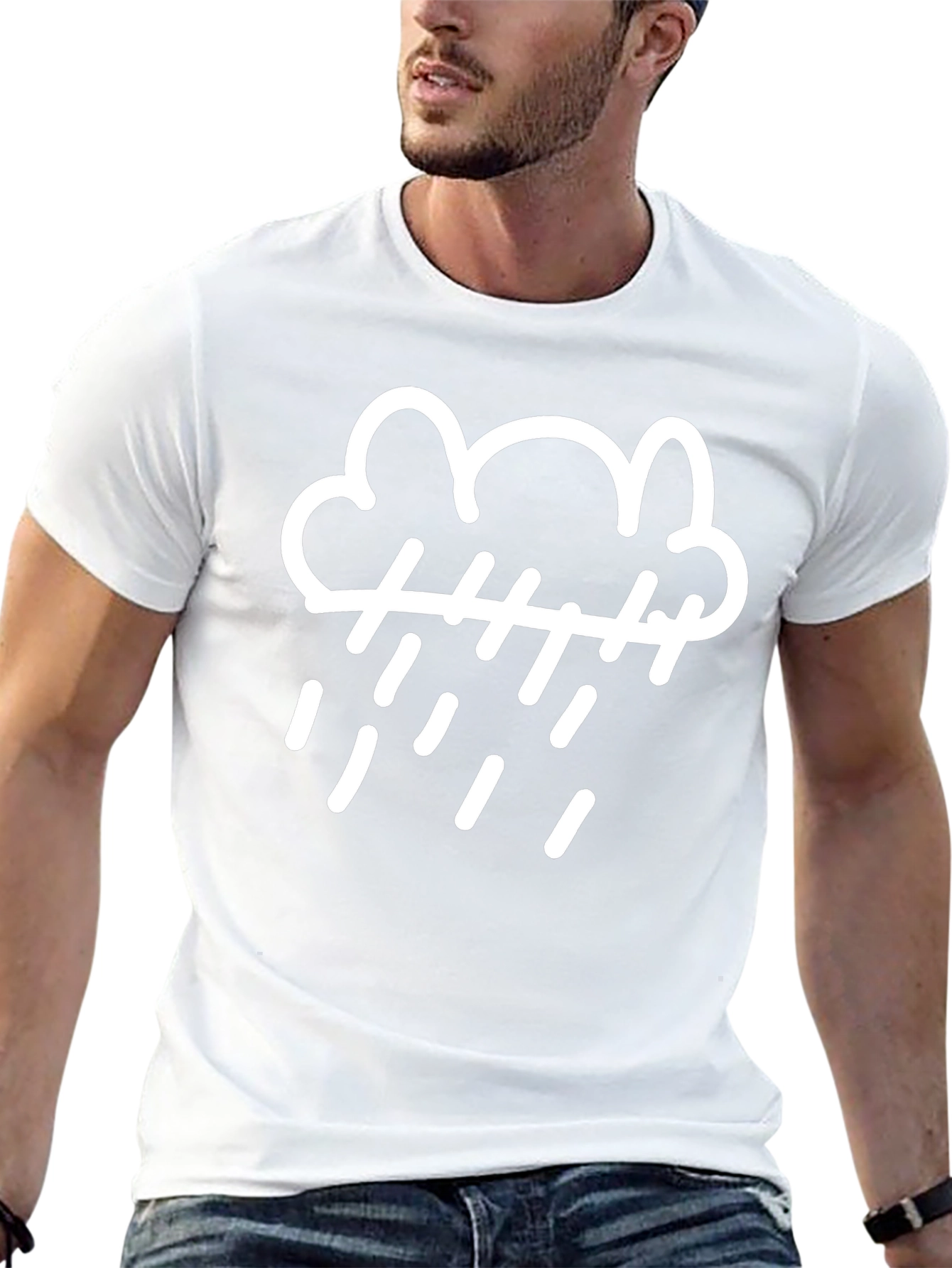 Rainy Day Cloud Graphic Tee - Black Cotton T-Shirt