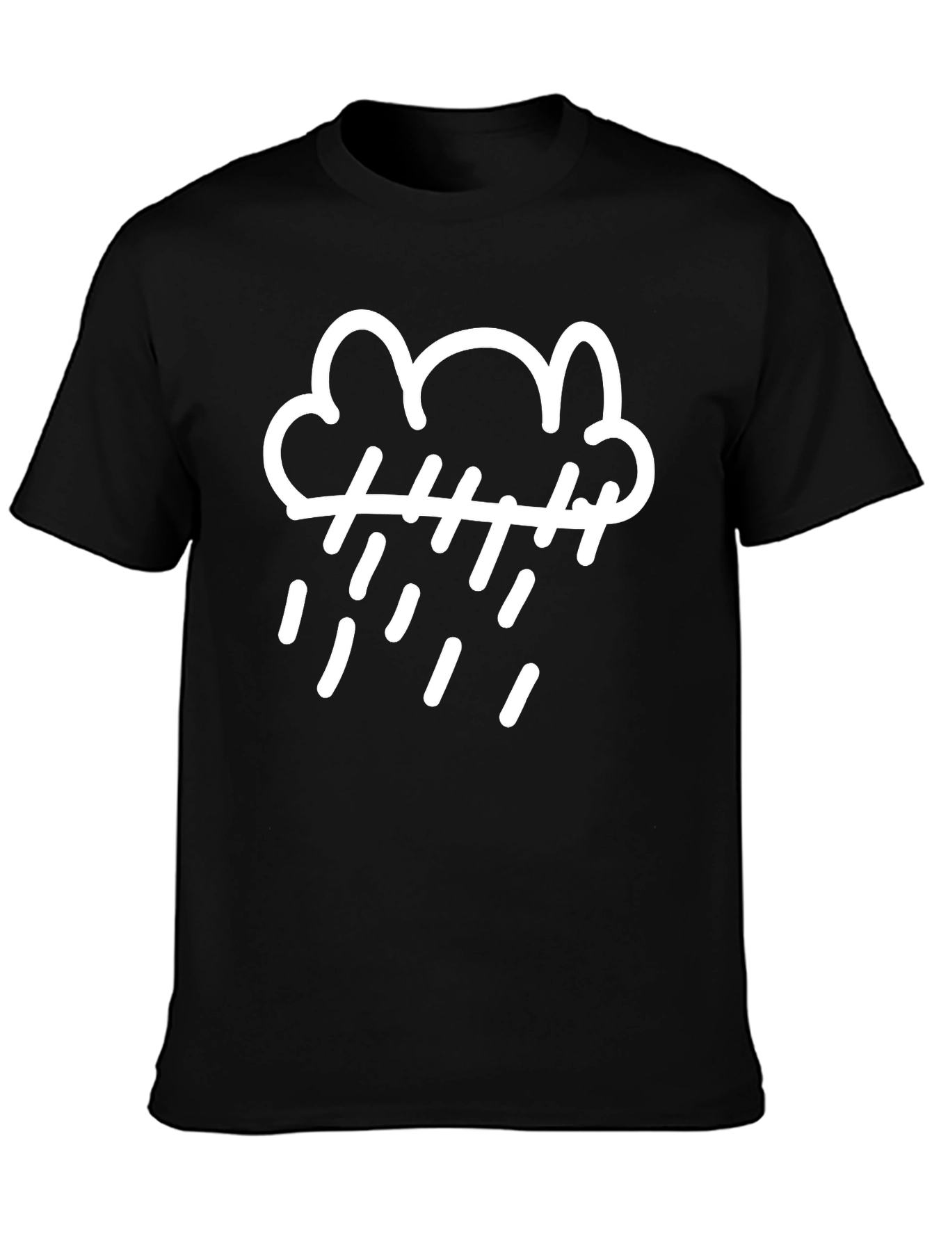 Rainy Day Cloud Graphic Tee - Black Cotton T-Shirt