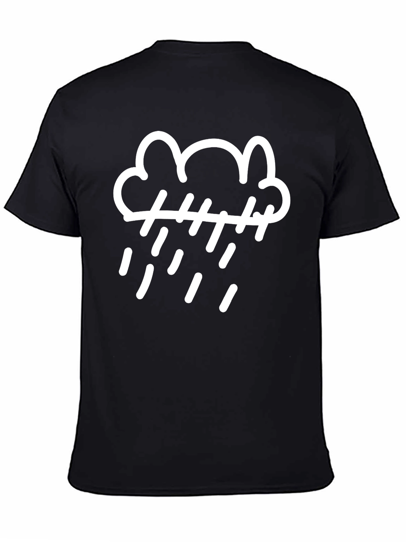 Rainy Day Cloud Graphic Tee - Black Cotton T-Shirt