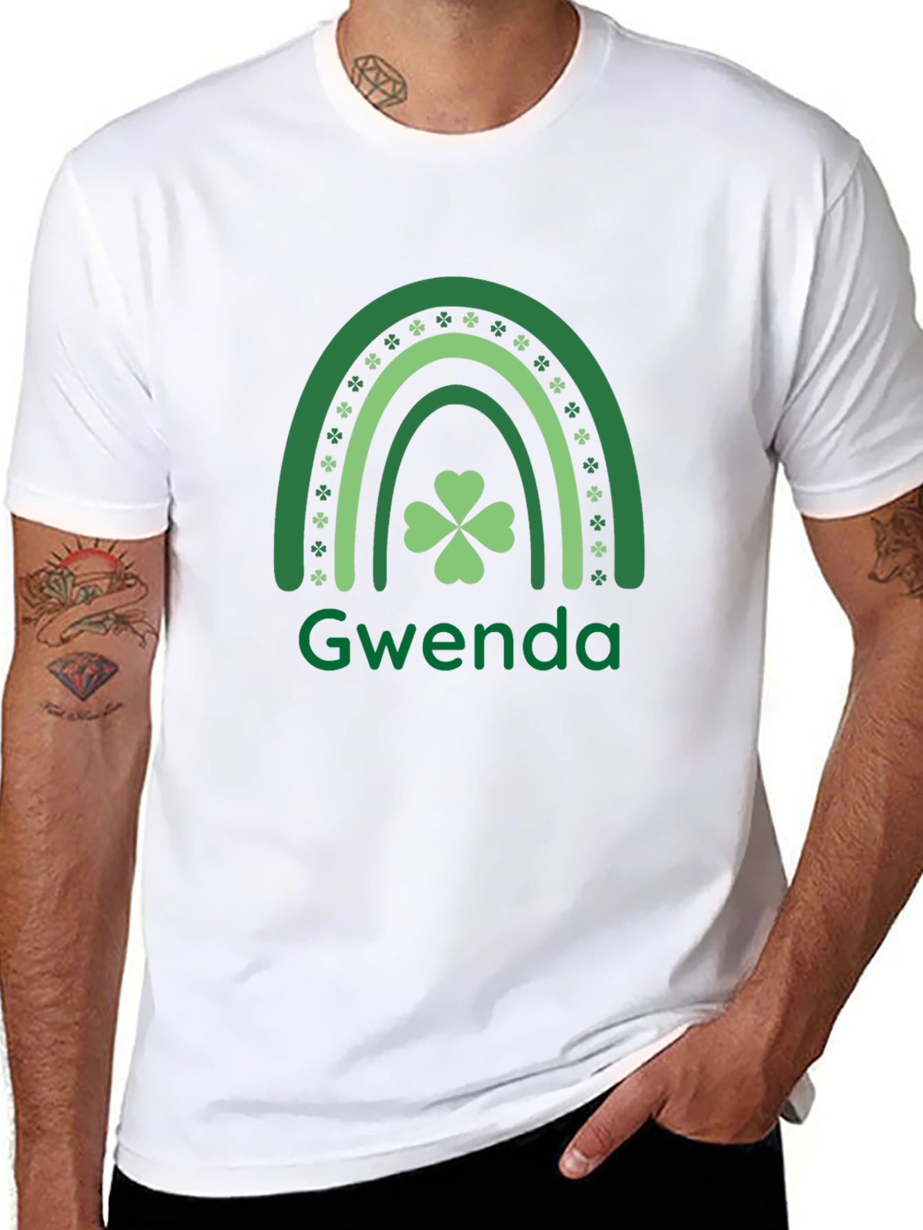 St. Patricks Day Gwenda Shamrock Rainbow T-Shirt